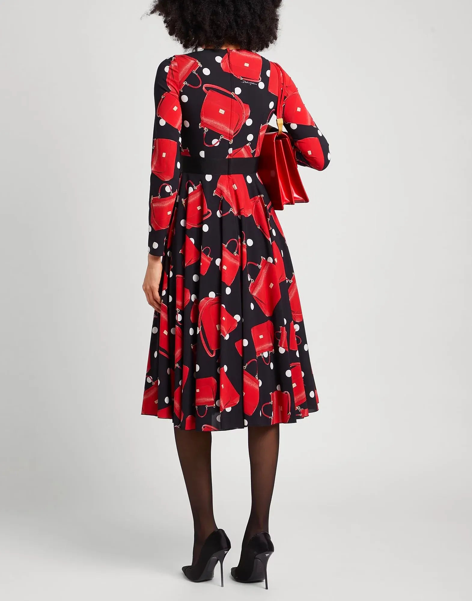 Dolce & Gabbana Devotion Bag Print Midi Dress
