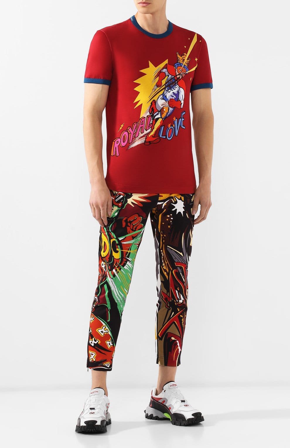 Dolce & Gabbana superhero king print trousers