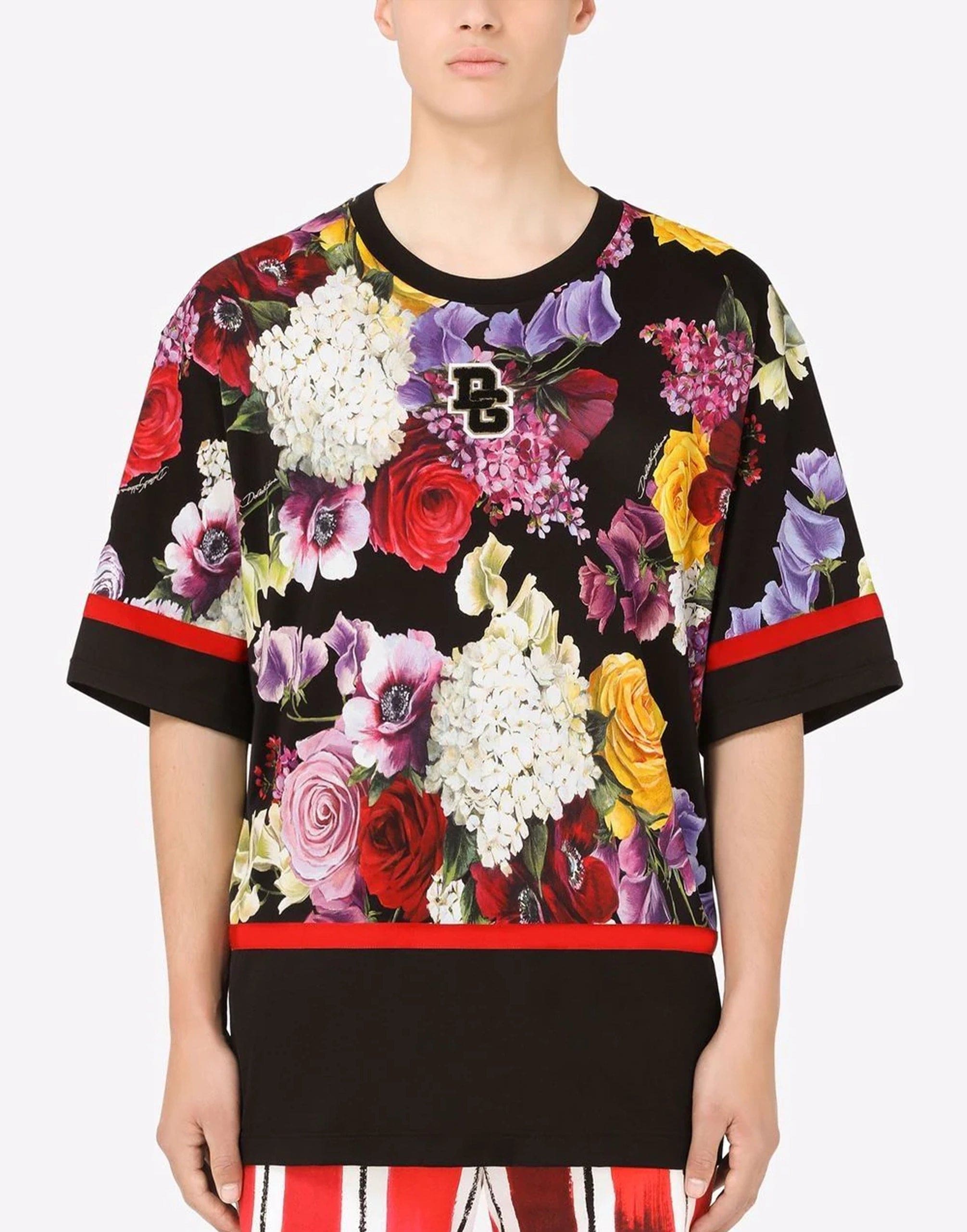 Dolce & Gabbana Multicolor Floral Crewneck Cotton T-shirt