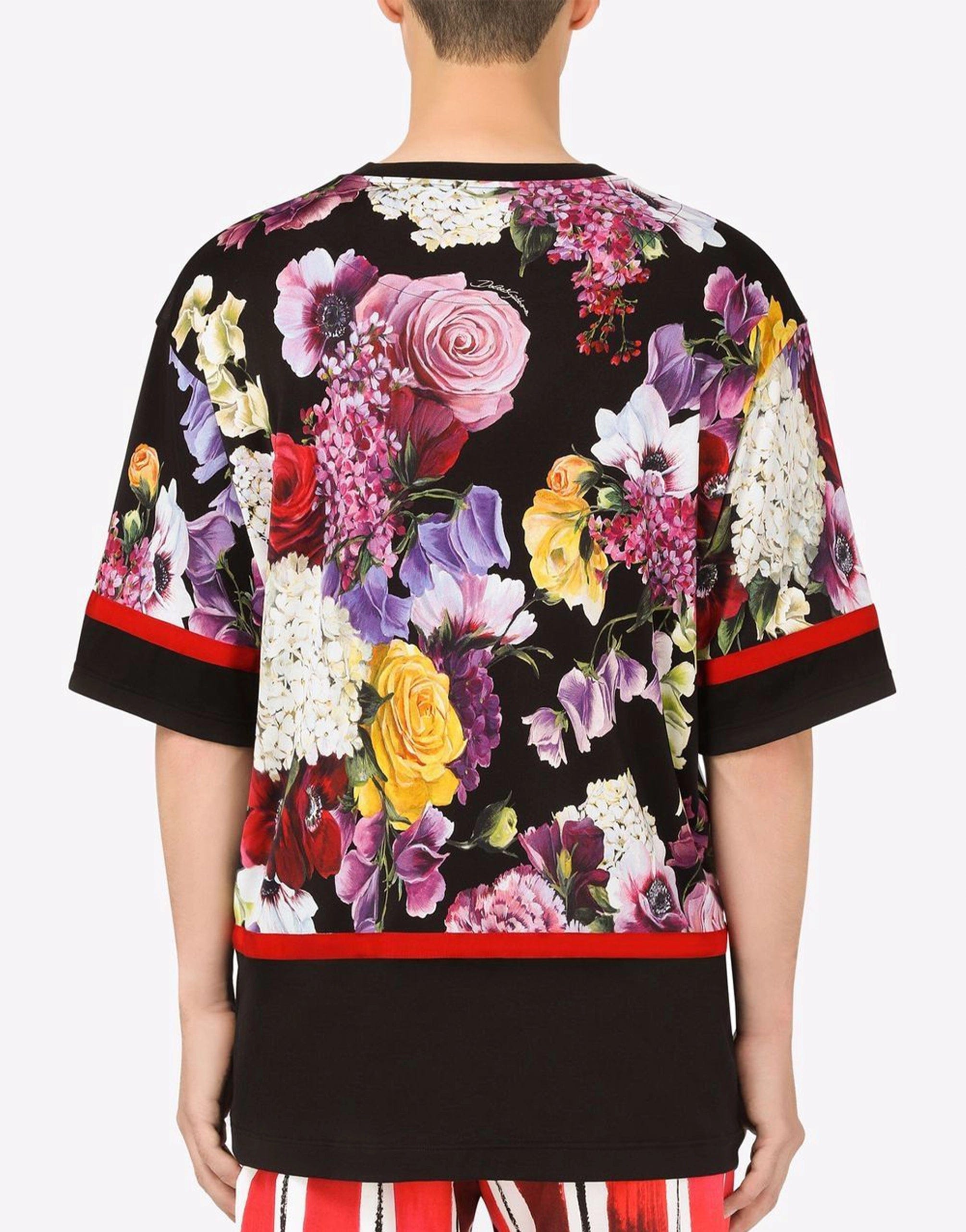 Dolce & Gabbana Multicolor Floral Crewneck Cotton T-shirt