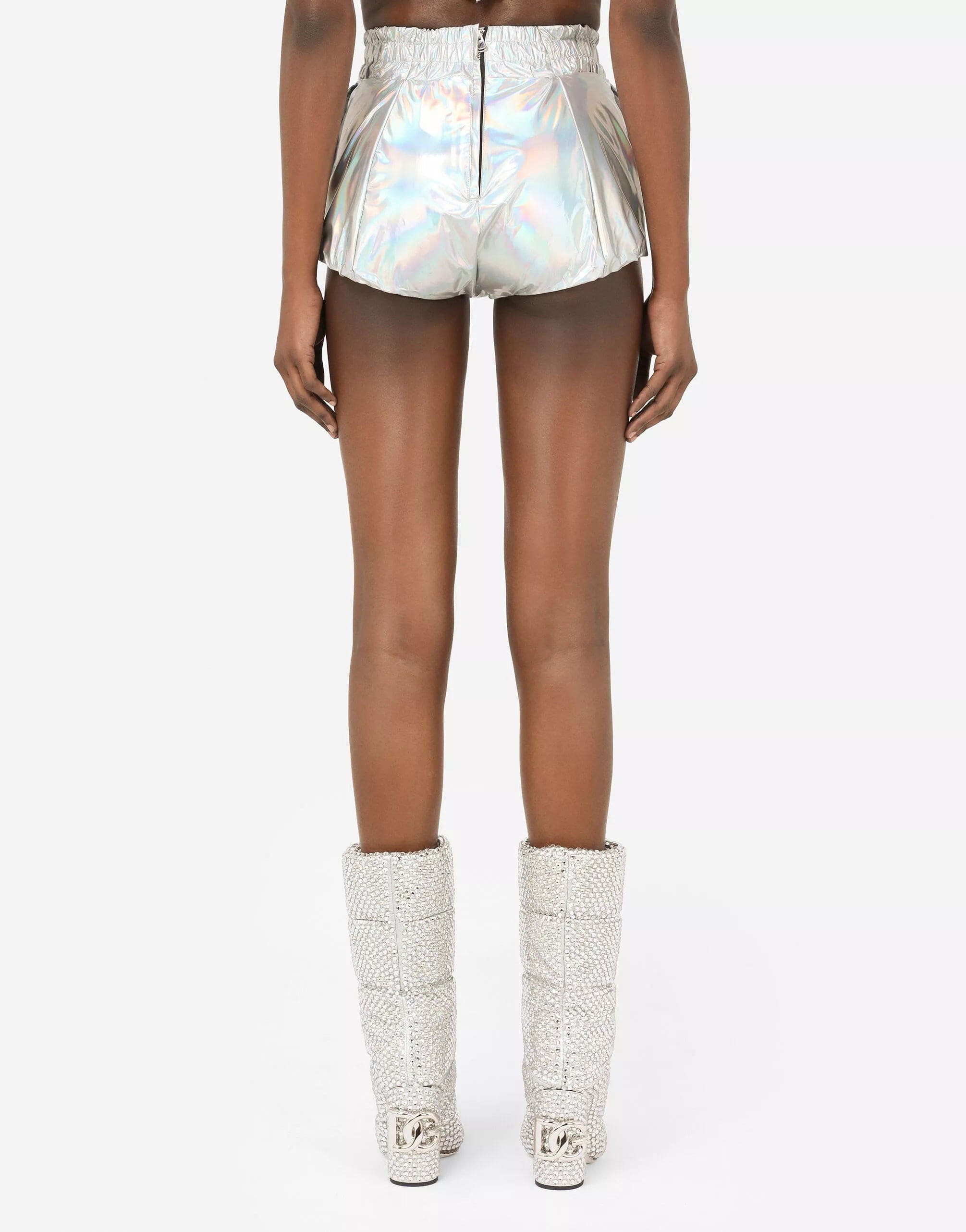Dolce & Gabbana Silver Holographic High Waist Hot Pants Shorts