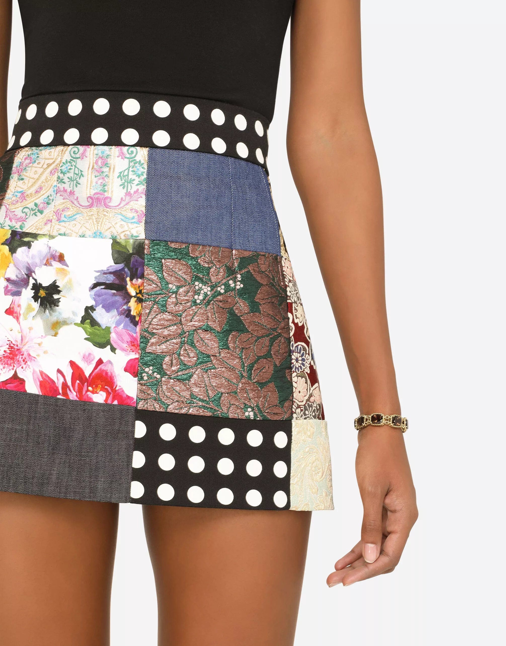 Dolce & Gabbana Patchwork Jacquard Cotton-Blend Miniskirt