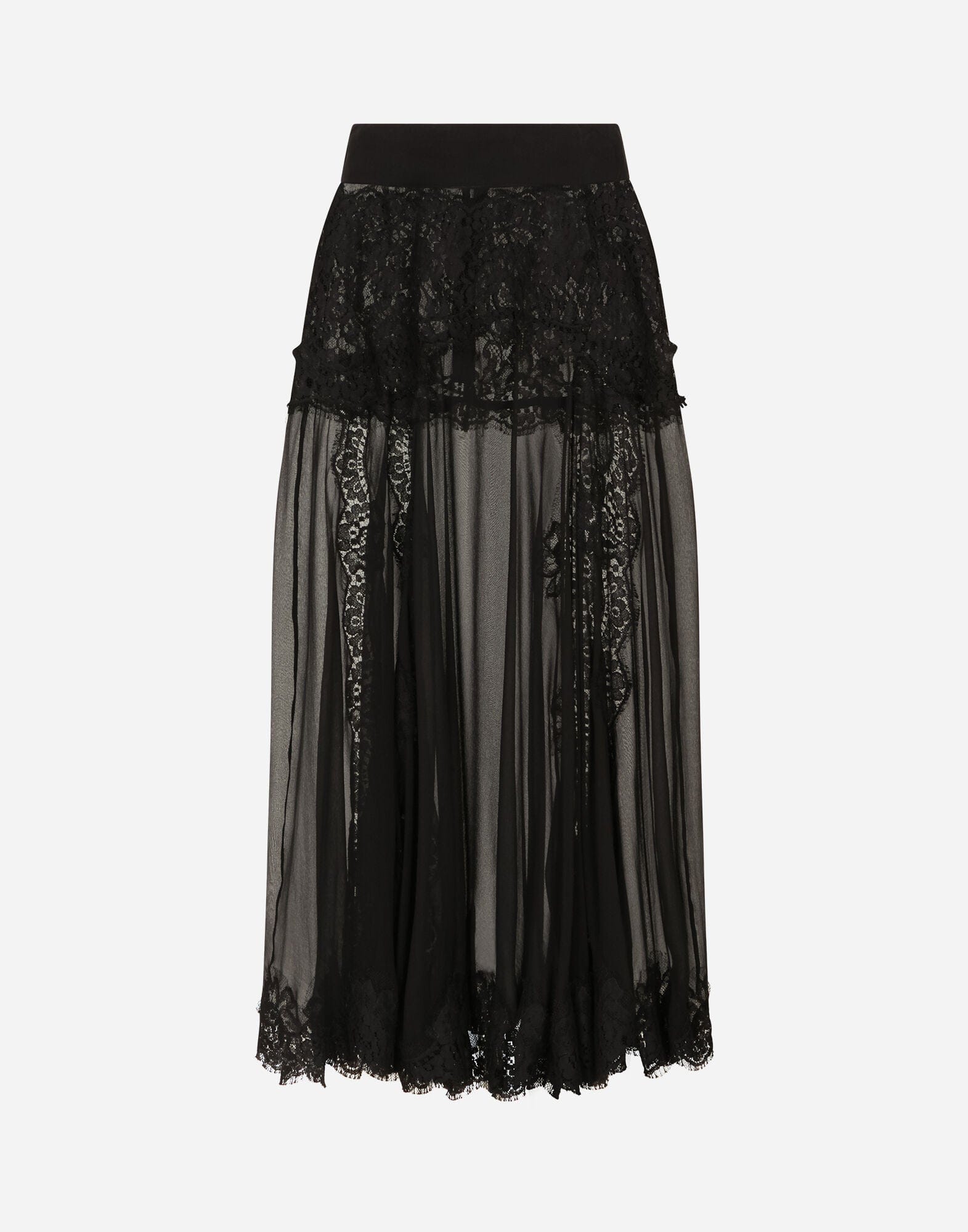 Dolce & Gabbana Longuette Chiffon Lace Skirt