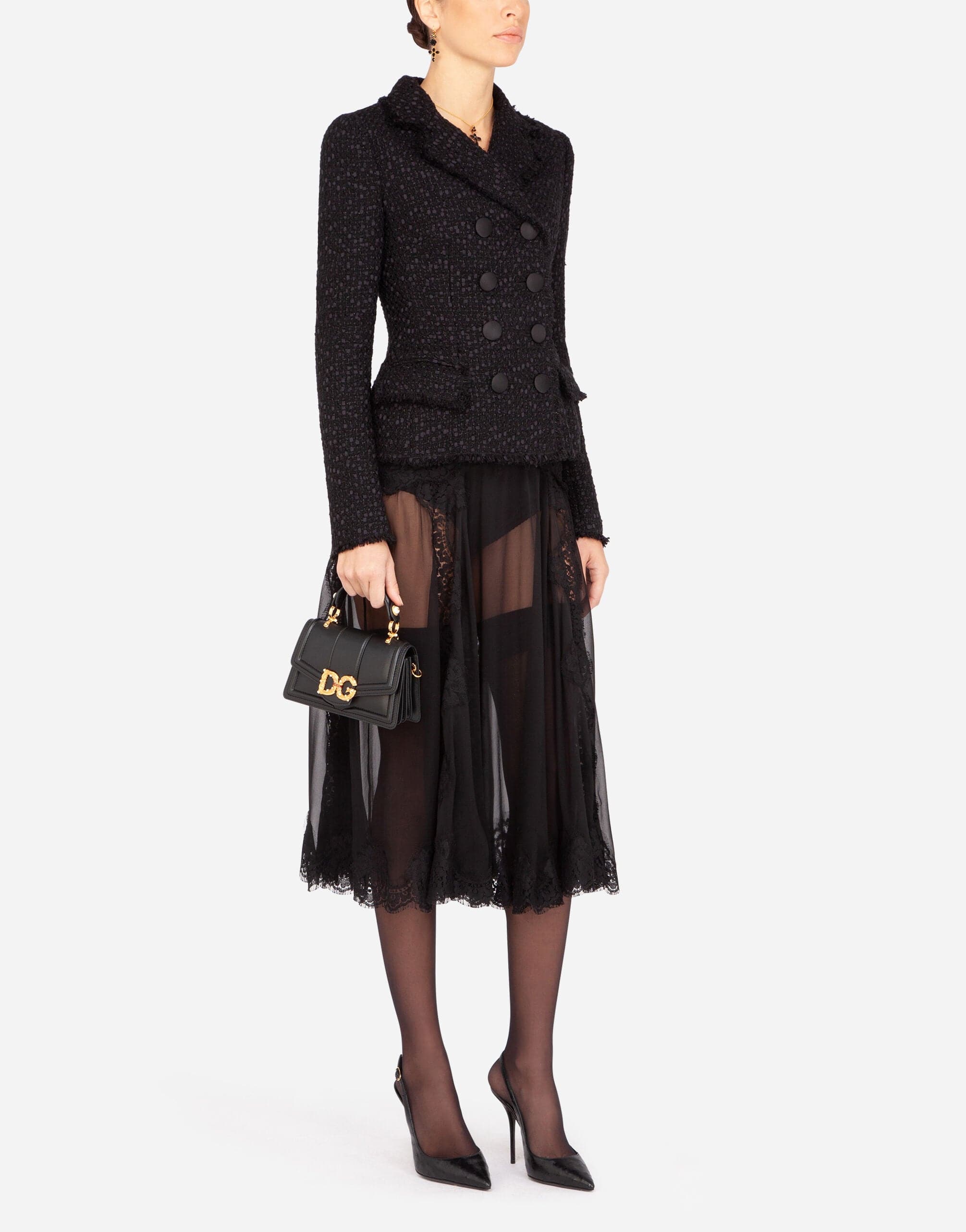 Dolce & Gabbana Longuette Chiffon Lace Skirt
