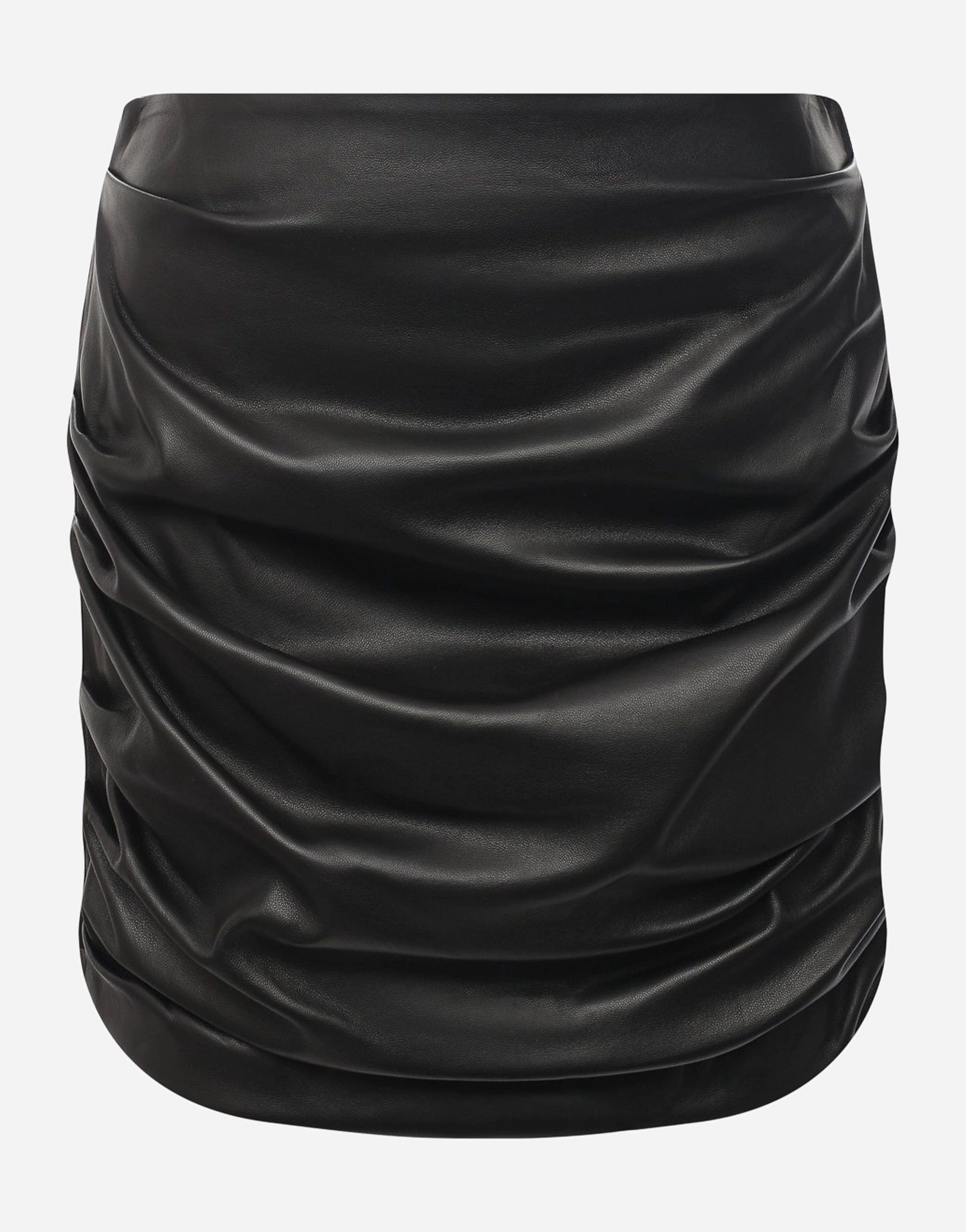 Dolce & Gabbana Black Lambskin Leather A-line Mini Skirt