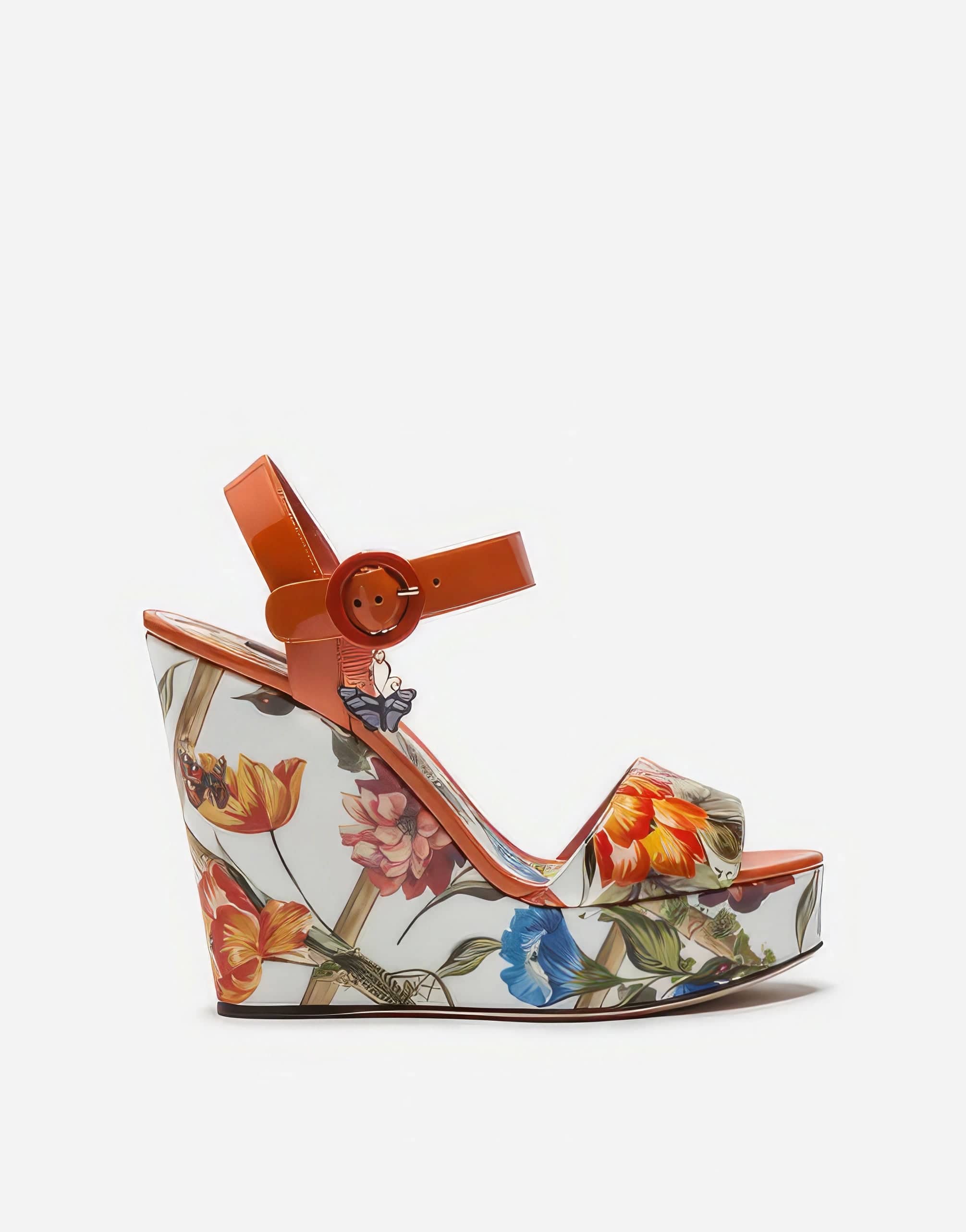 Dolce & Gabbana Multicolor Floral Print Wedges Sandals