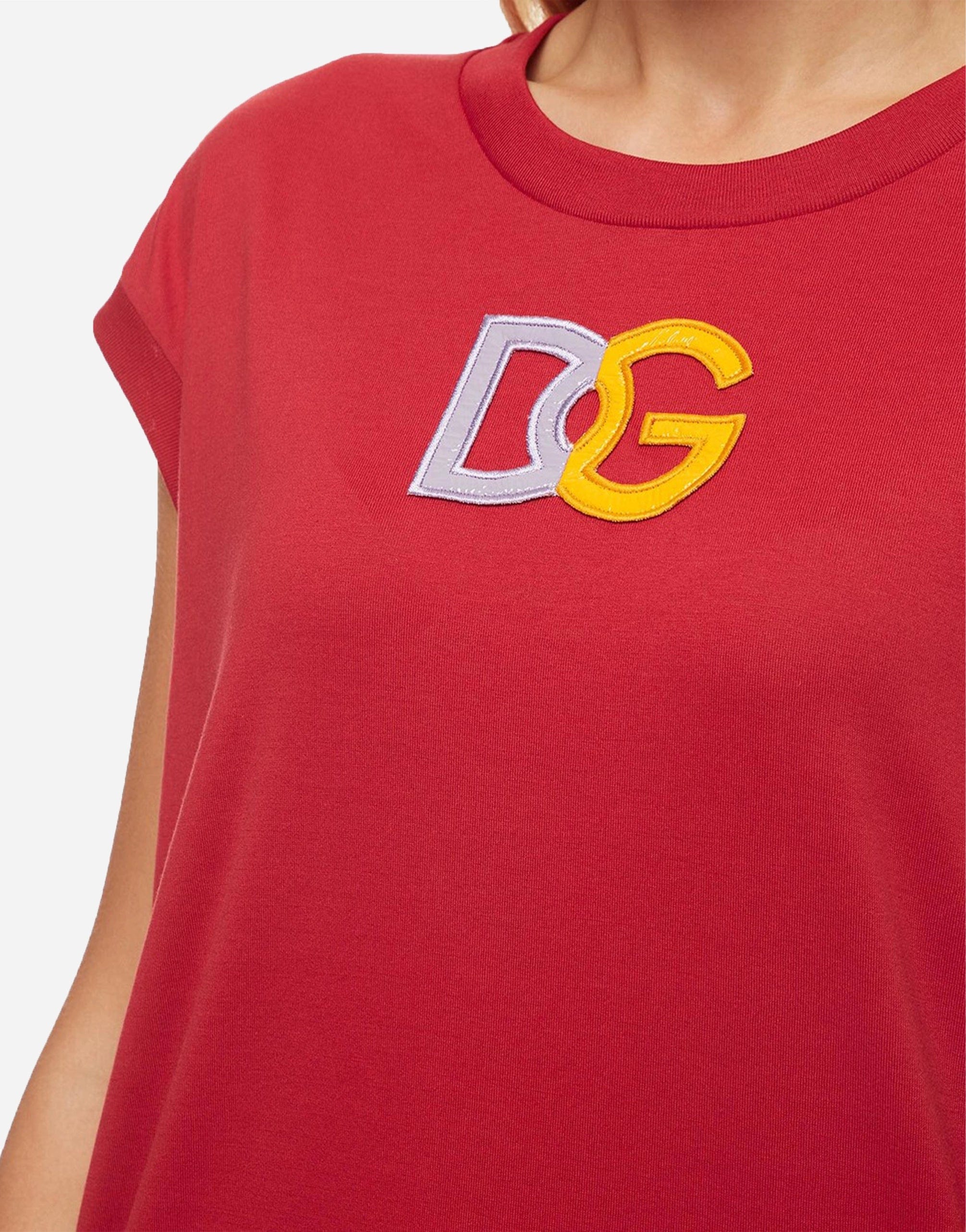 Dolce & Gabbana Red Cotton DG Logo Tank Top T-shirt