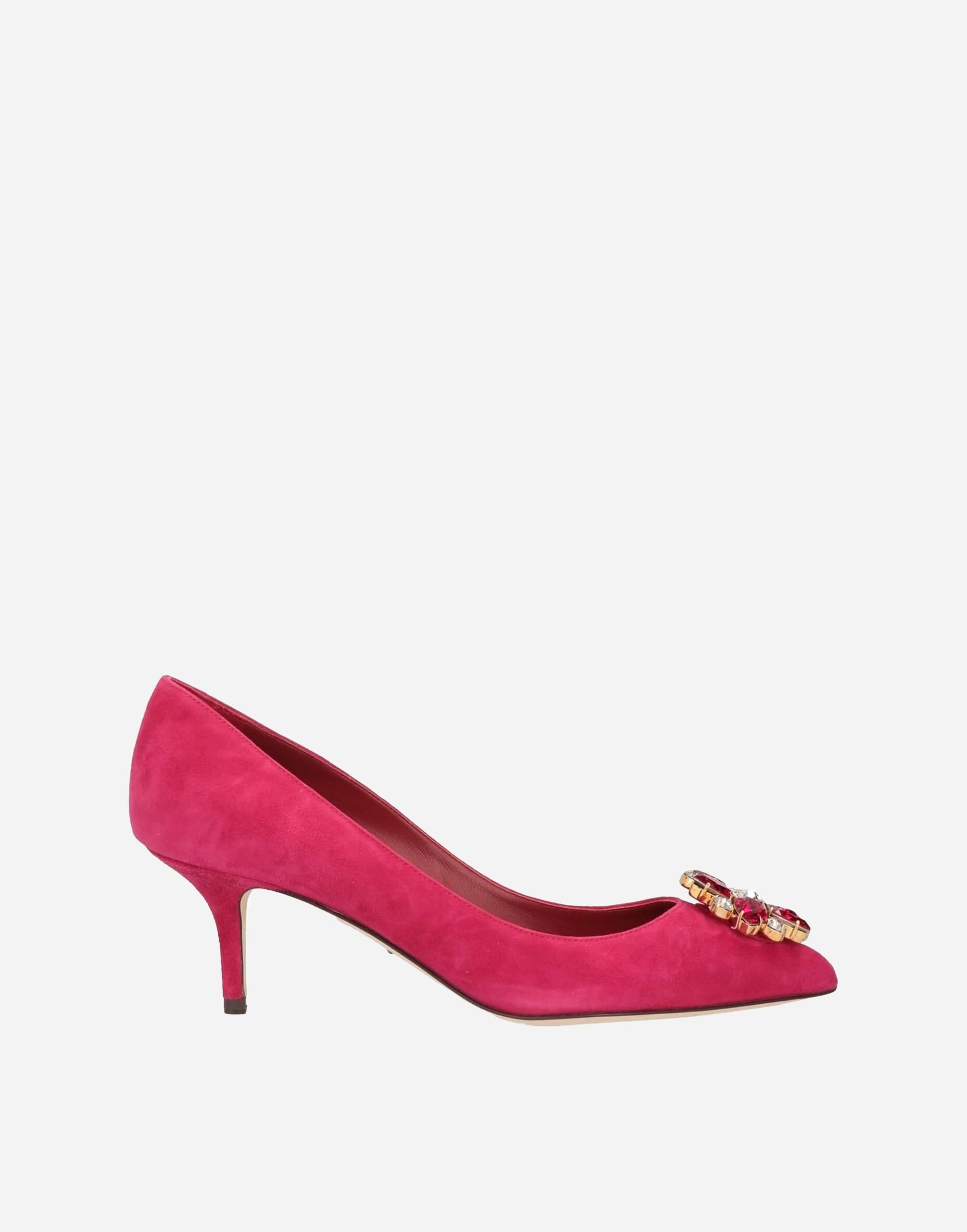Dolce & Gabbana Pink Suede Crystals Heels Pumps Shoes