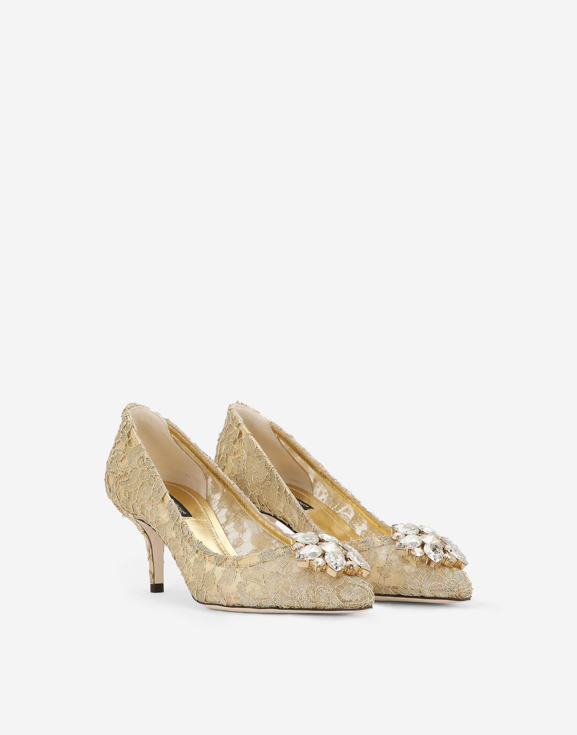Dolce & Gabbana Lurex lace rainbow pumps with brooch detailing