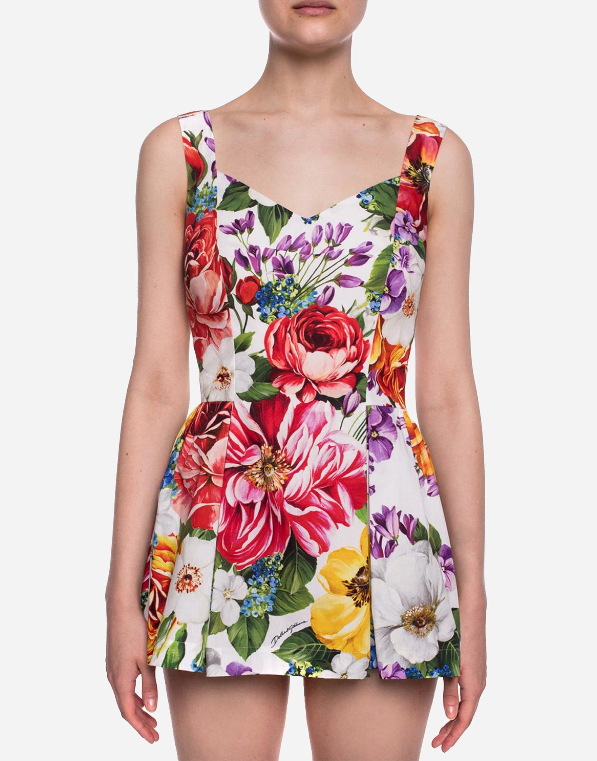 Dolce & Gabbana Multicolor Floral Print Cotton Body Suit Top