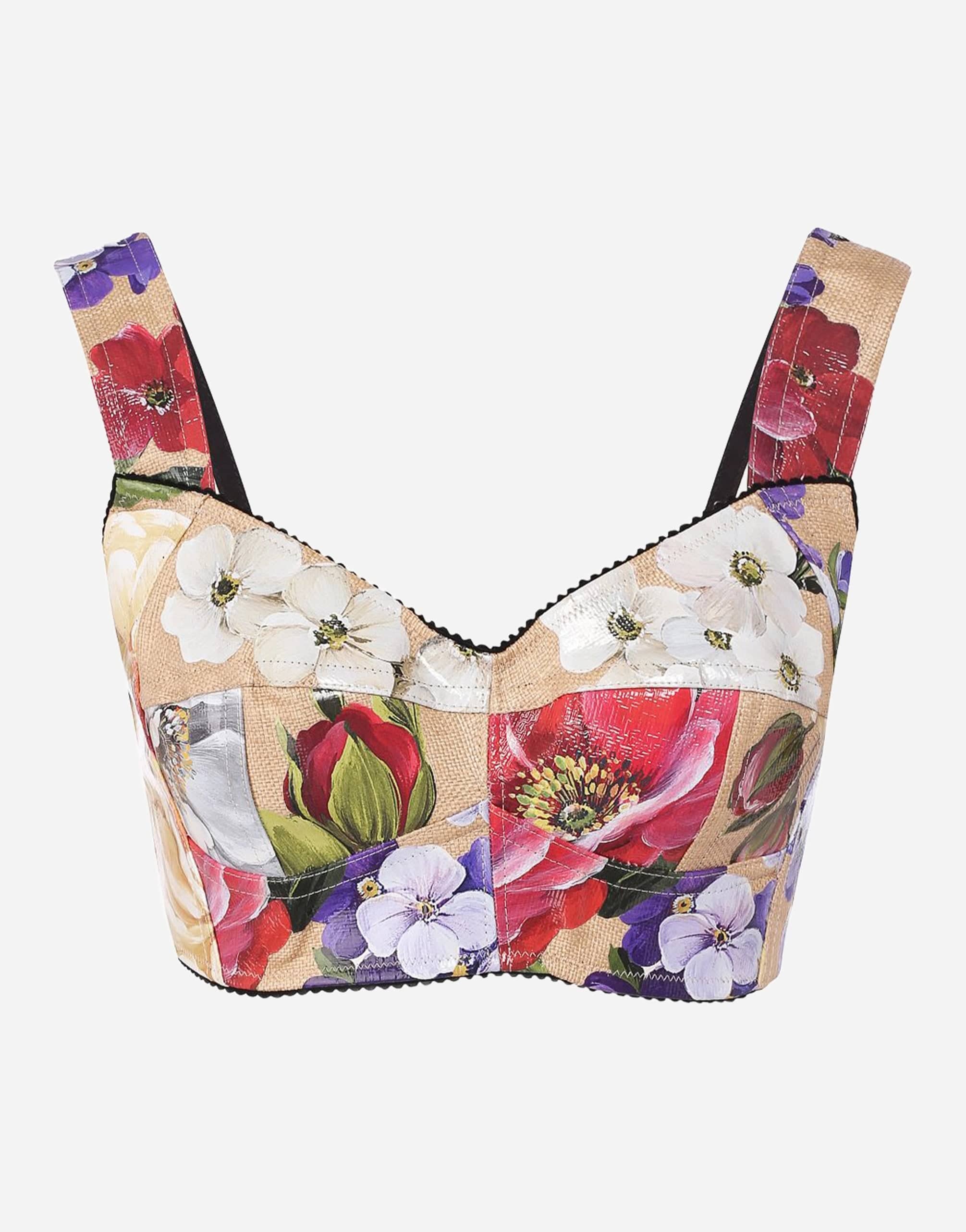 Dolce & Gabbana Floral Mixed-Material Bustier