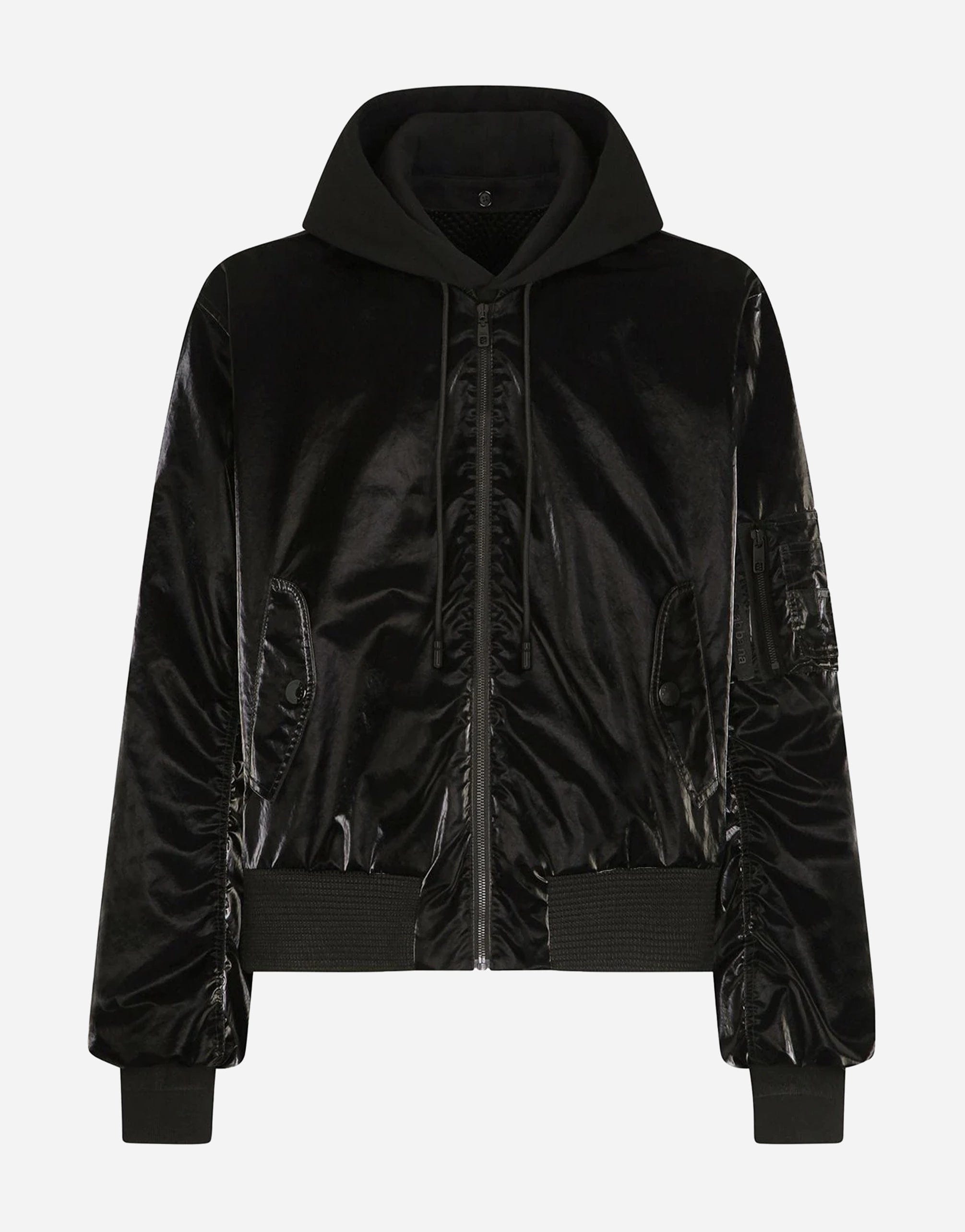 Dolce & Gabbana Varnished Hooded Bomber Jacket