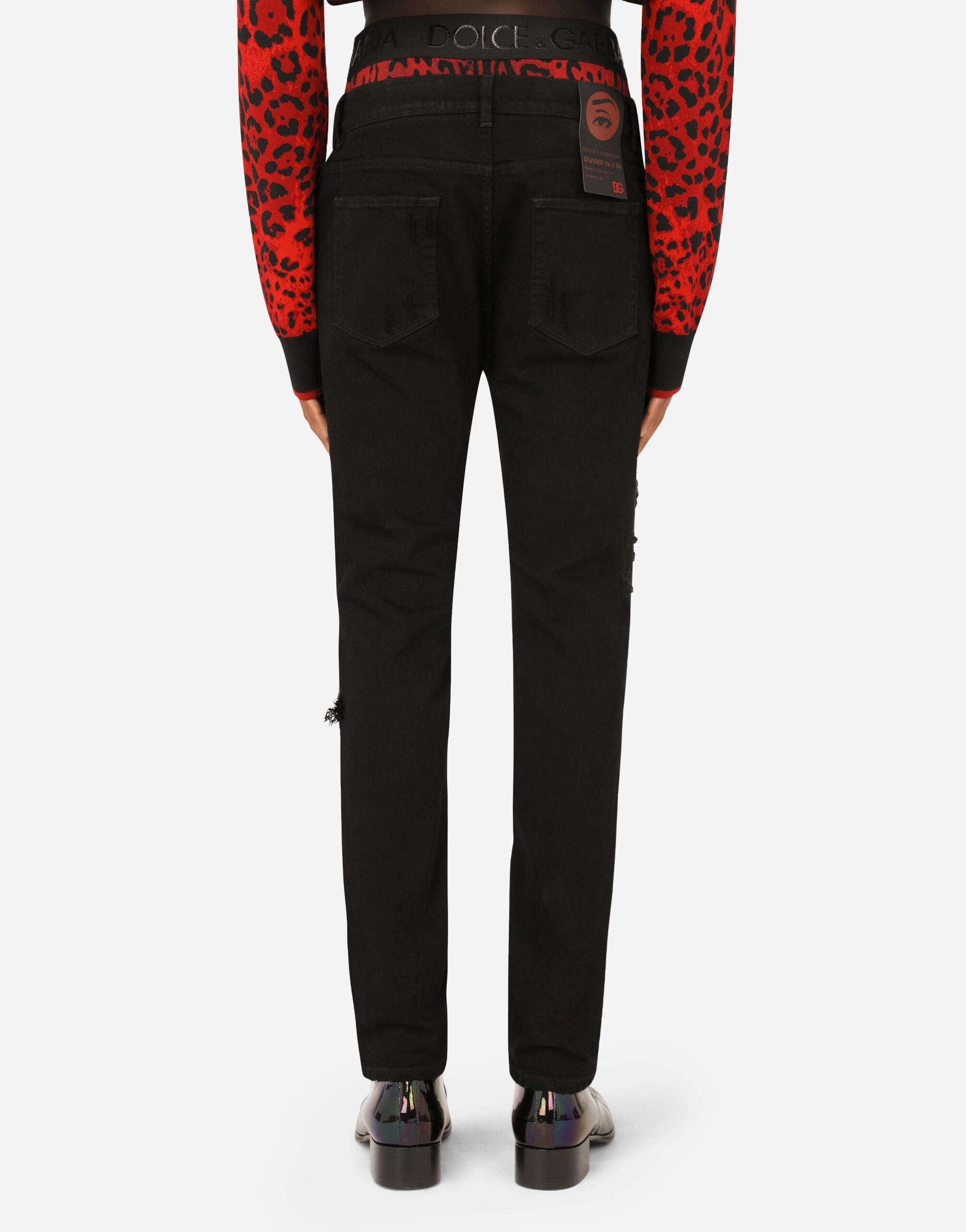 Dolce Gabbana Slim-Fit Stretch Jeans With Patch Detailing