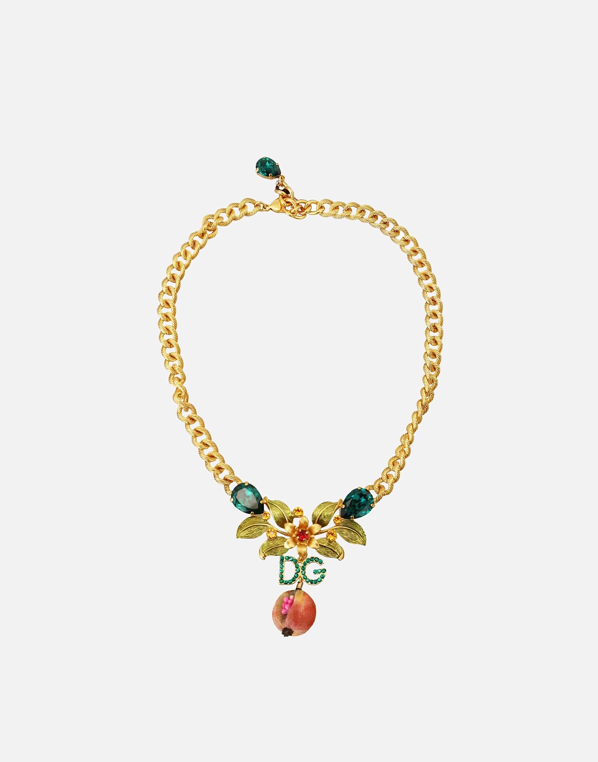 Necklace With Fruit And Floral Embellishment