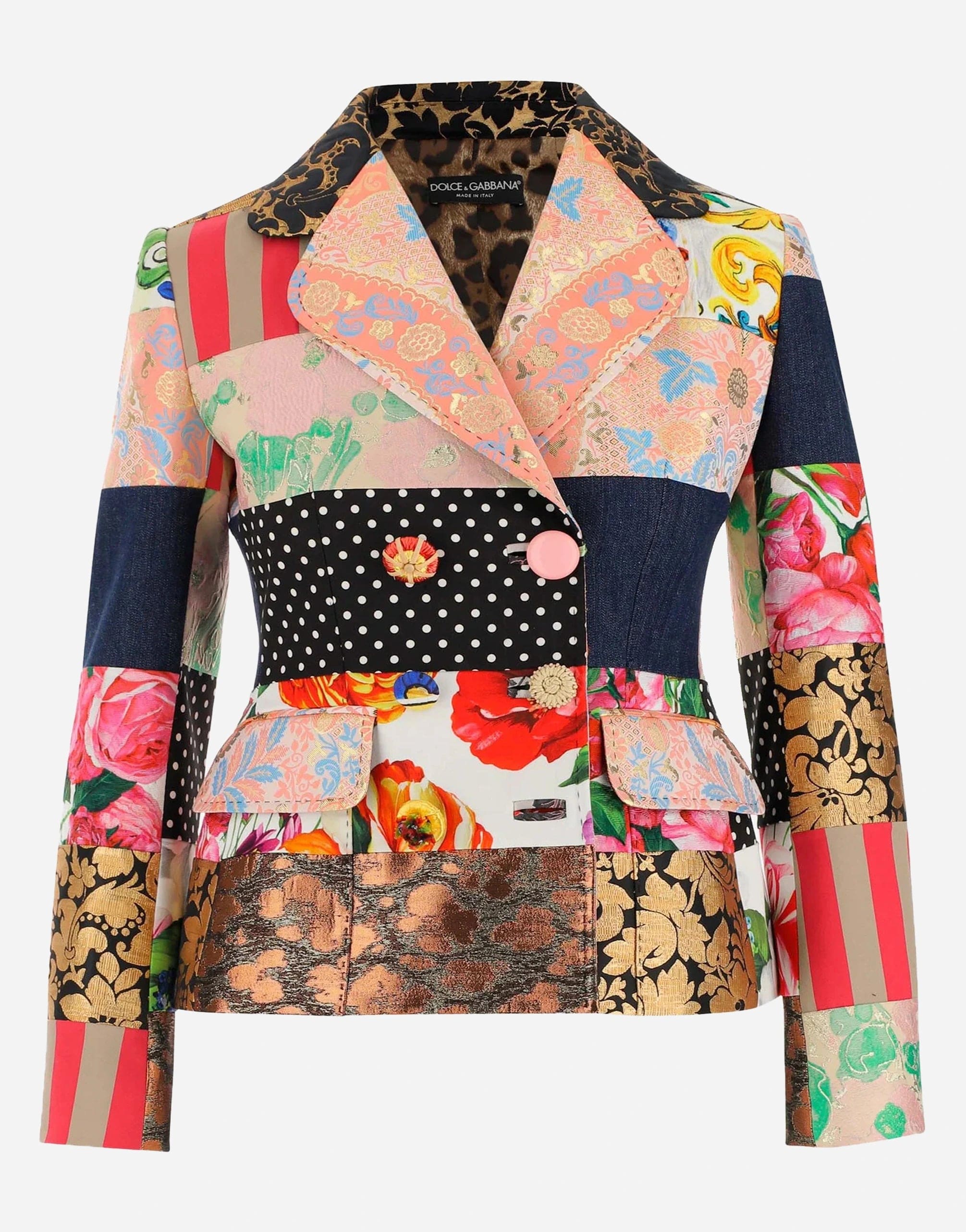 Double Breasted Patchwork Jacquard Blazer