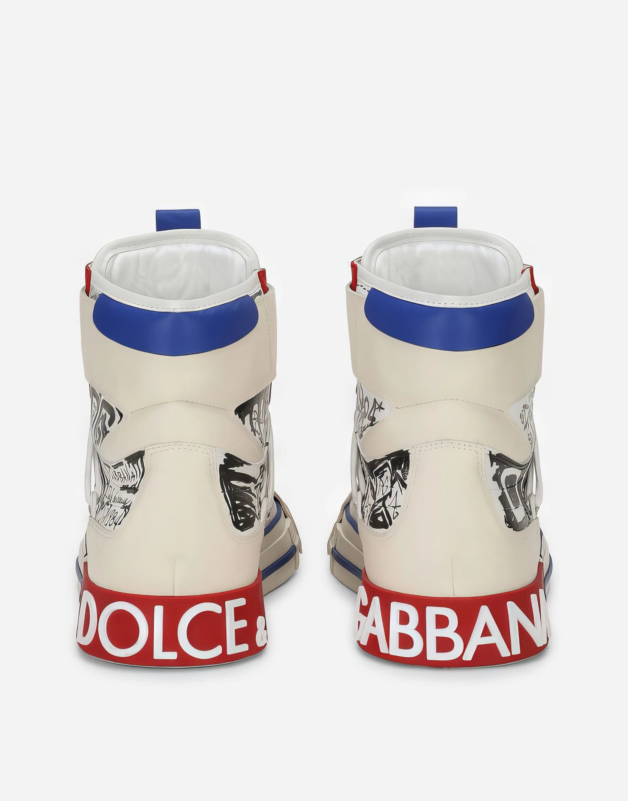 Dolce & Gabbana Calfskin Custom 2.zero High-top Sneakers With Graffiti