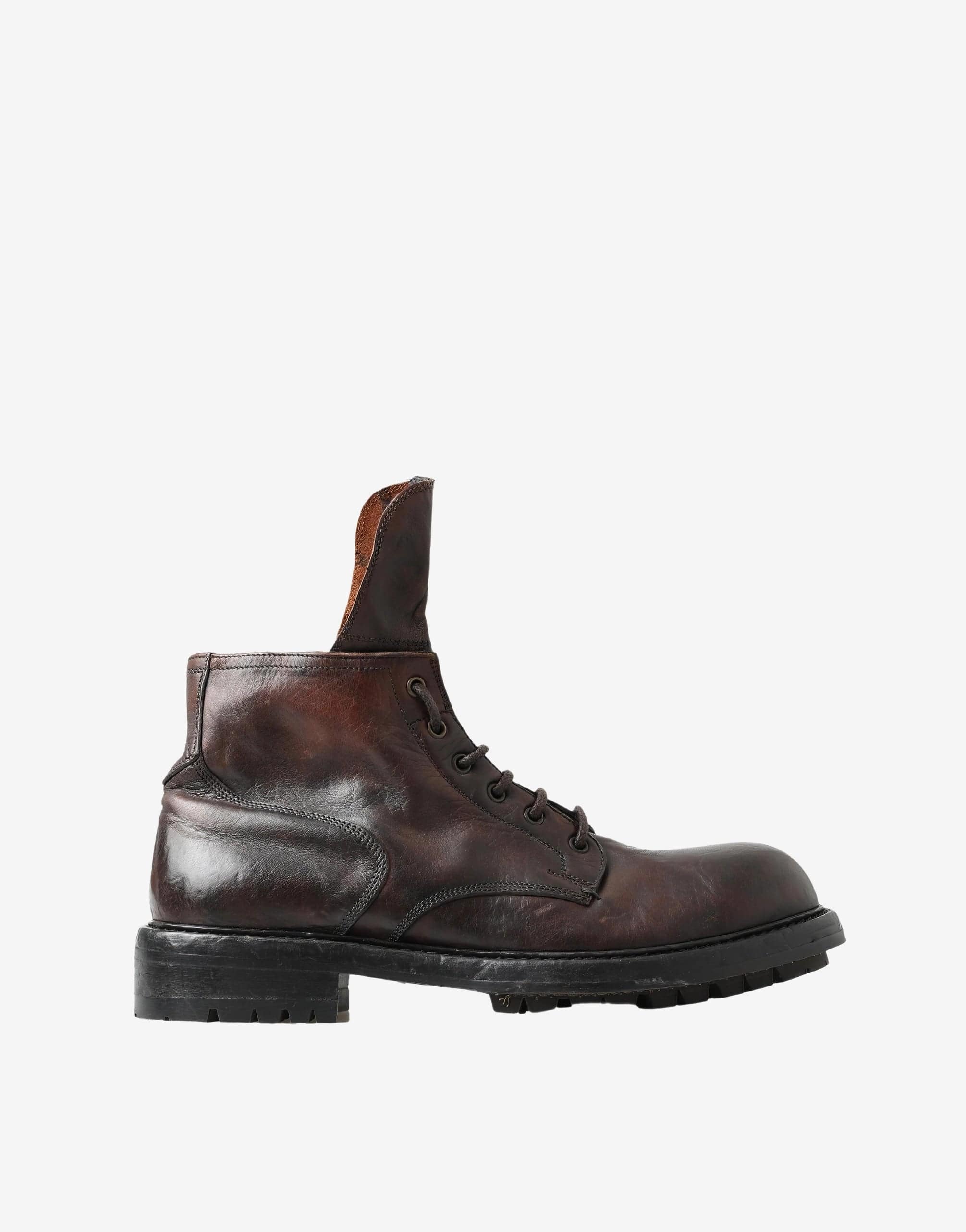Dolce & Gabbana Men Brown Leather Ankle Boots Shoes