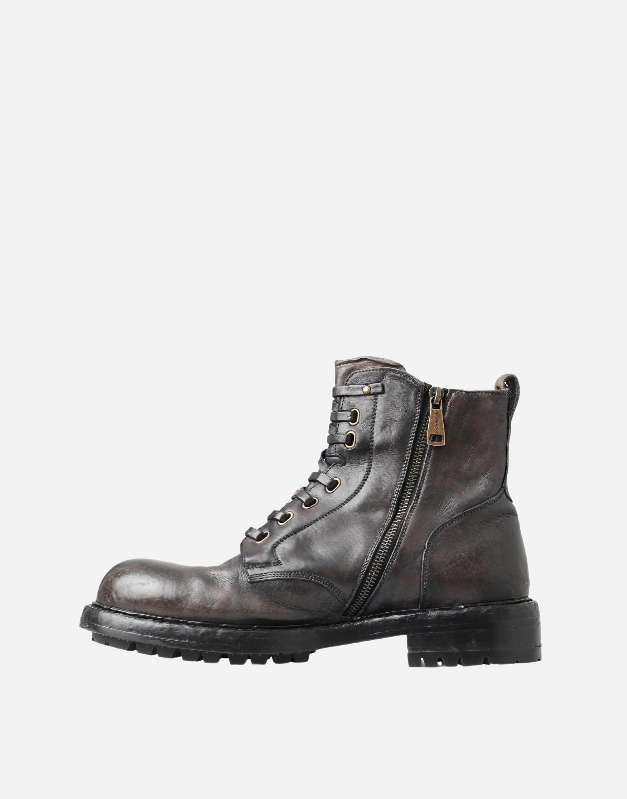 Dolce & Gabbana Brown Men Leather Ankle Boots Shoes