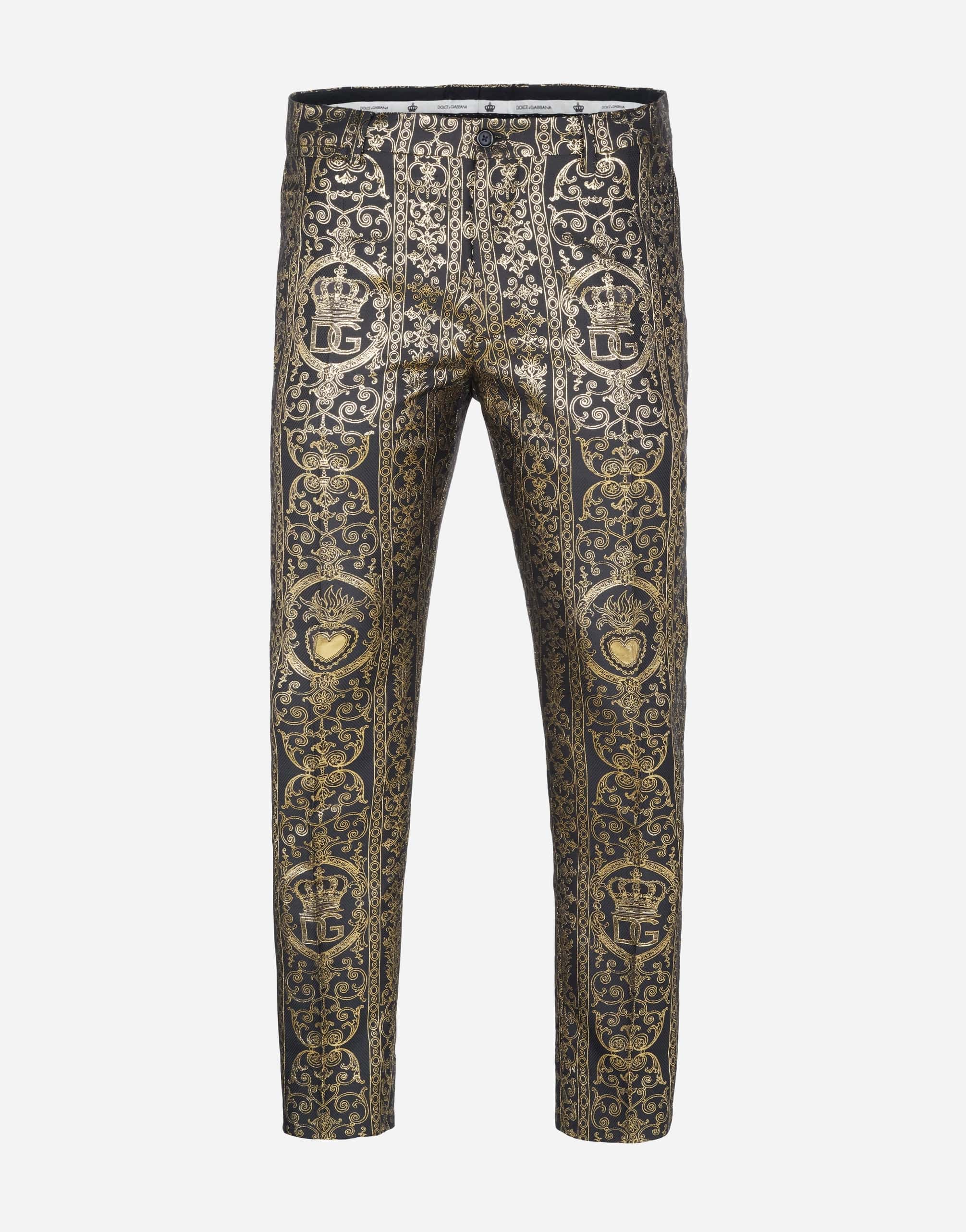 Dolce & Gabbana Metallic Jacquard Flat Front Pants