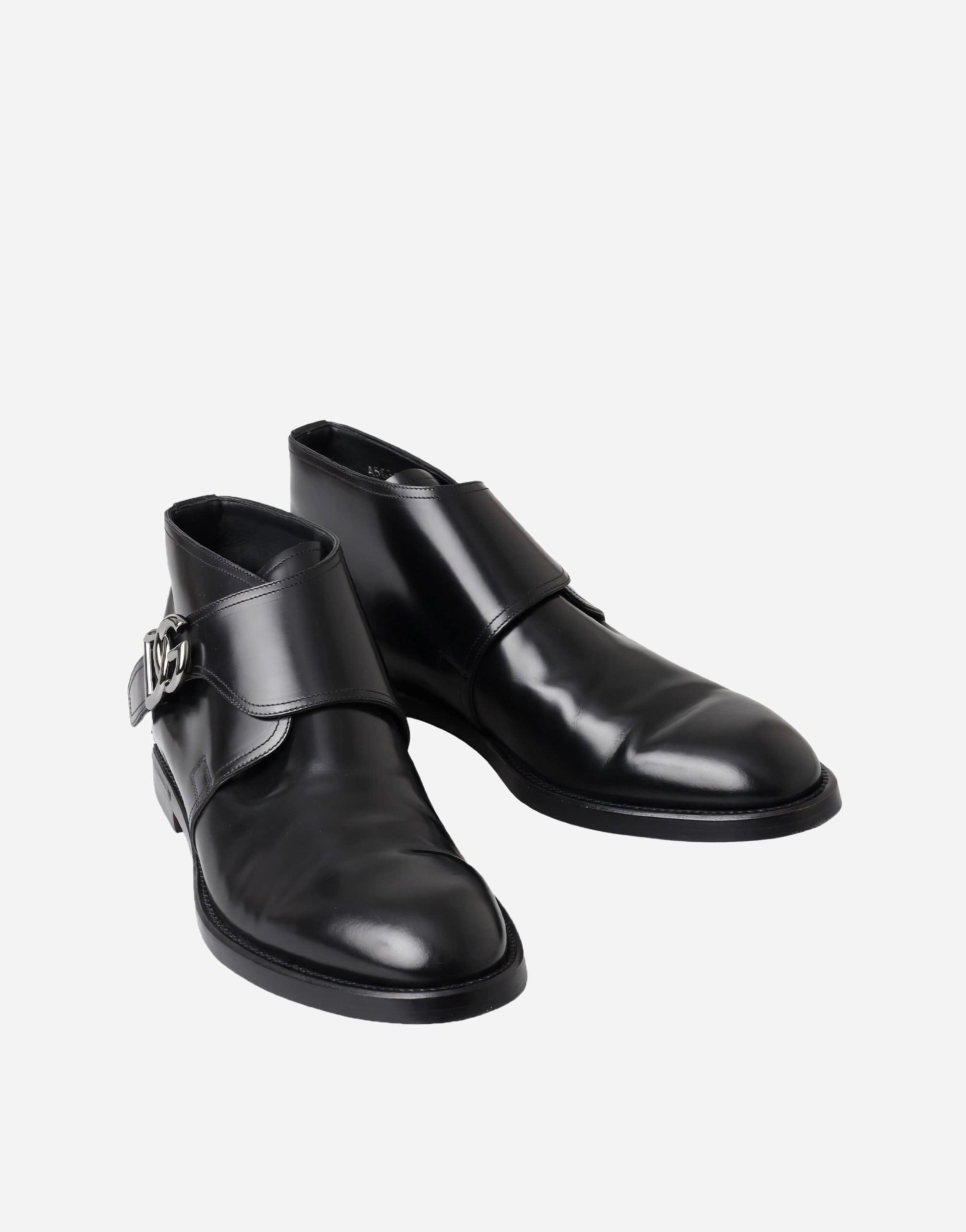 Dolce & Gabbana Black Leather Dress Formal Monk Strap Shoes