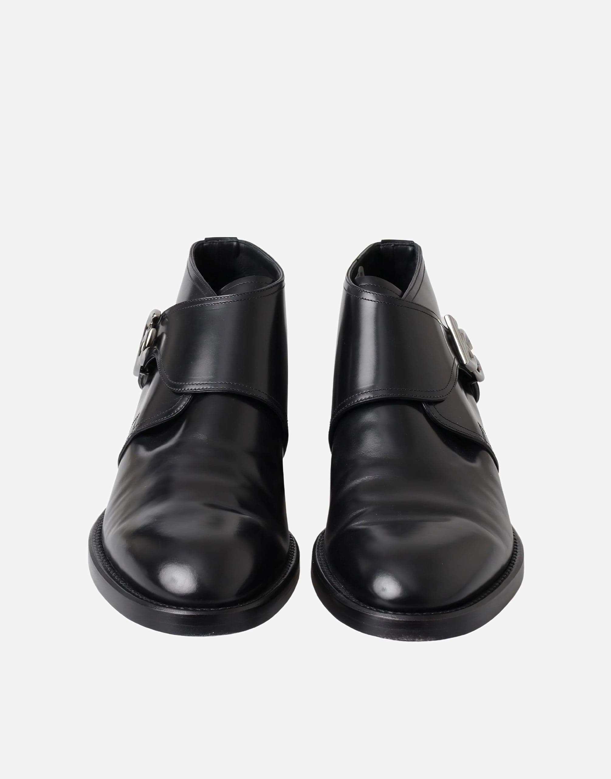 Dolce & Gabbana Black Leather Dress Formal Monk Strap Shoes