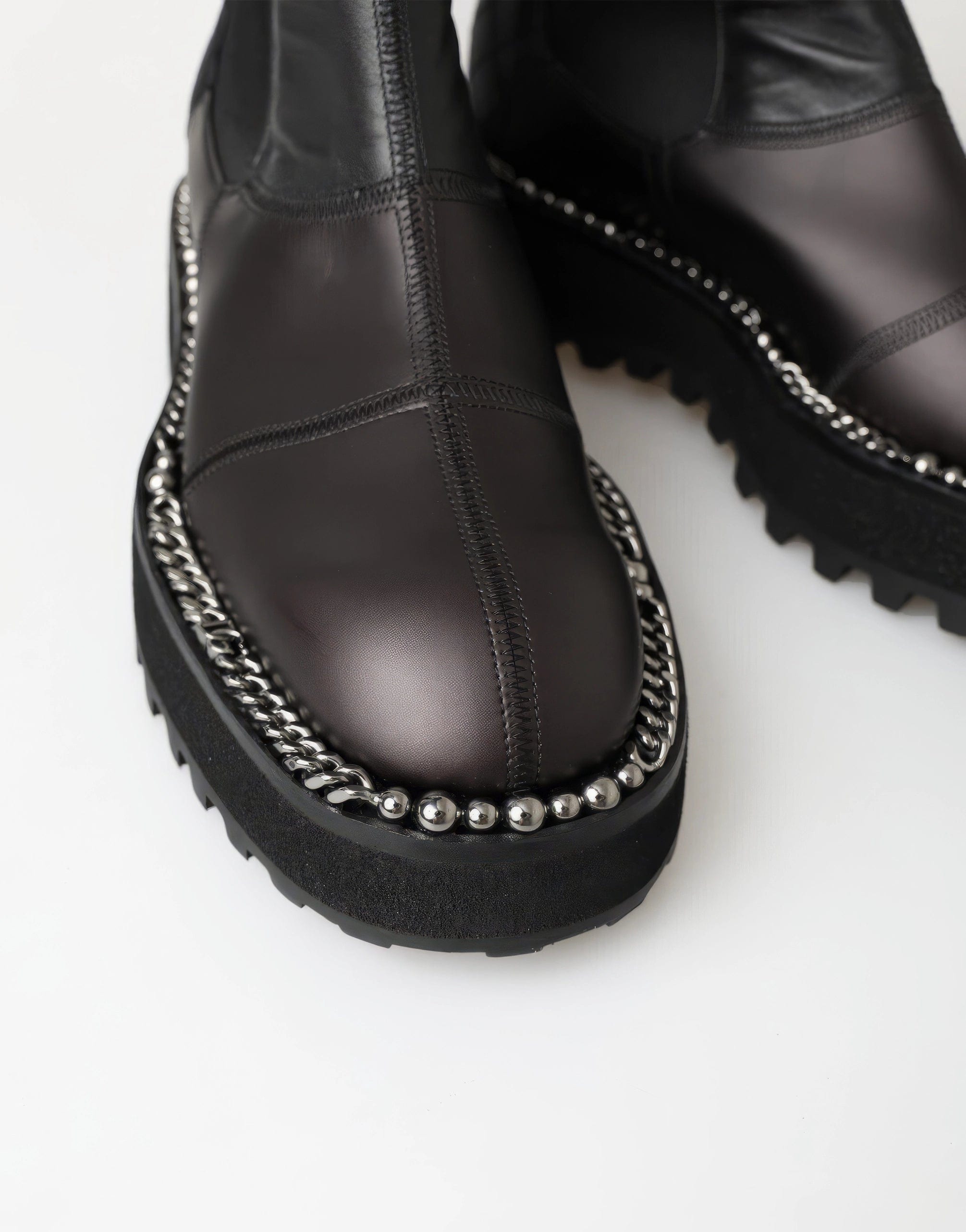 Dolce & Gabbana Black Leather Slip on Stretch Boots
