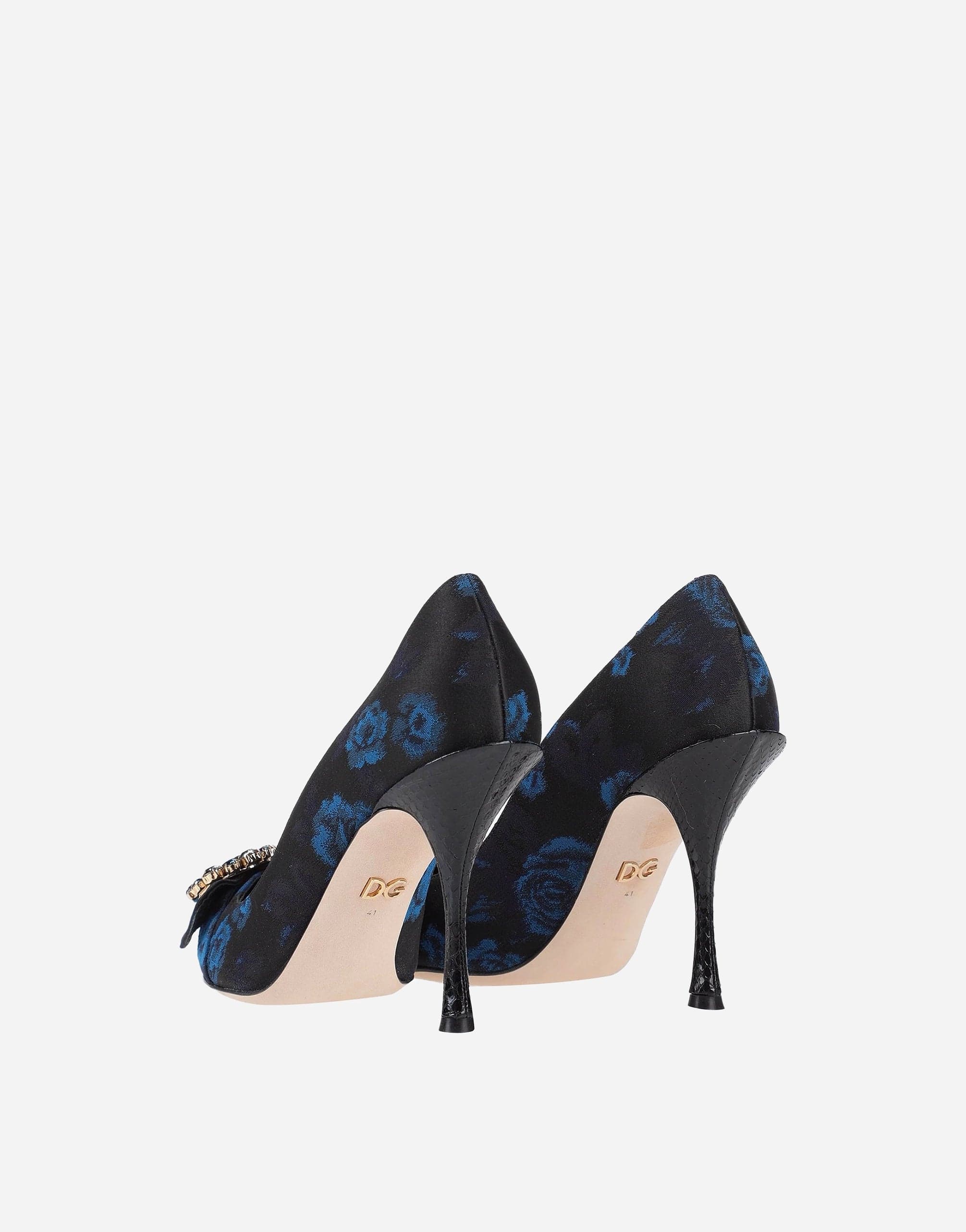 Dolce & Gabbana Blue Floral Ayers Crystal Pumps Shoes