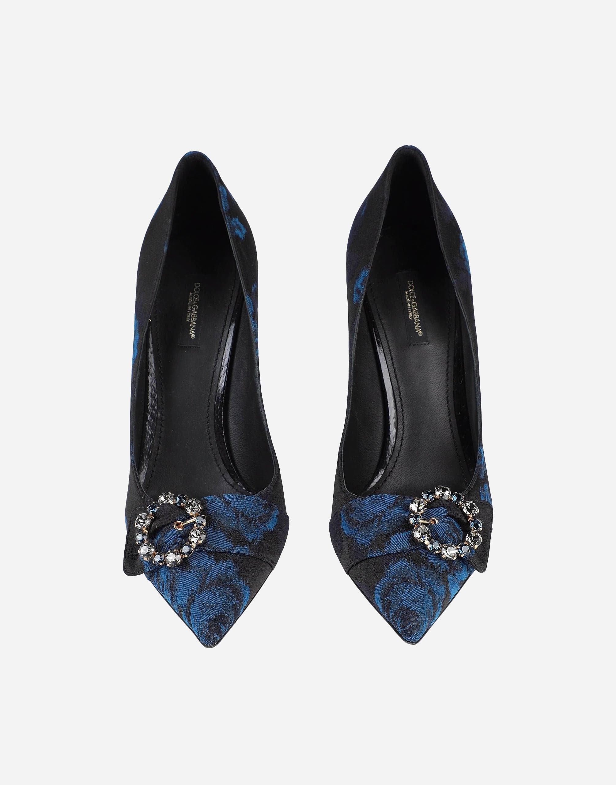 Dolce & Gabbana Blue Floral Ayers Crystal Pumps Shoes