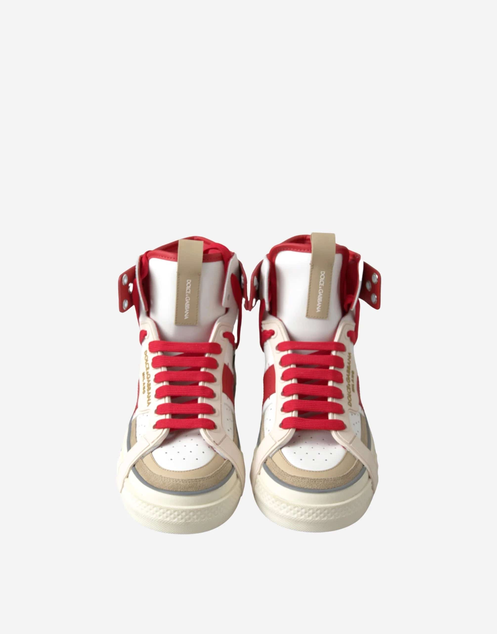 Dolce & Gabbana Multicolor Colorblock Leather High Top Sneakers Shoes (USE GATEWAY IMAGES DUE TO CREASE IN TONGUE)