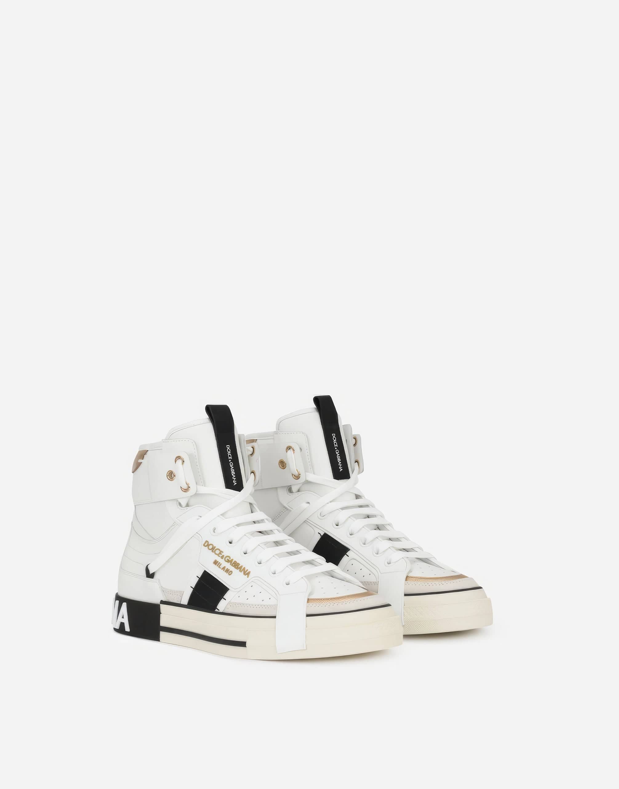 Dolce & Gabbana White and gold Leather High Top Mens Shoes