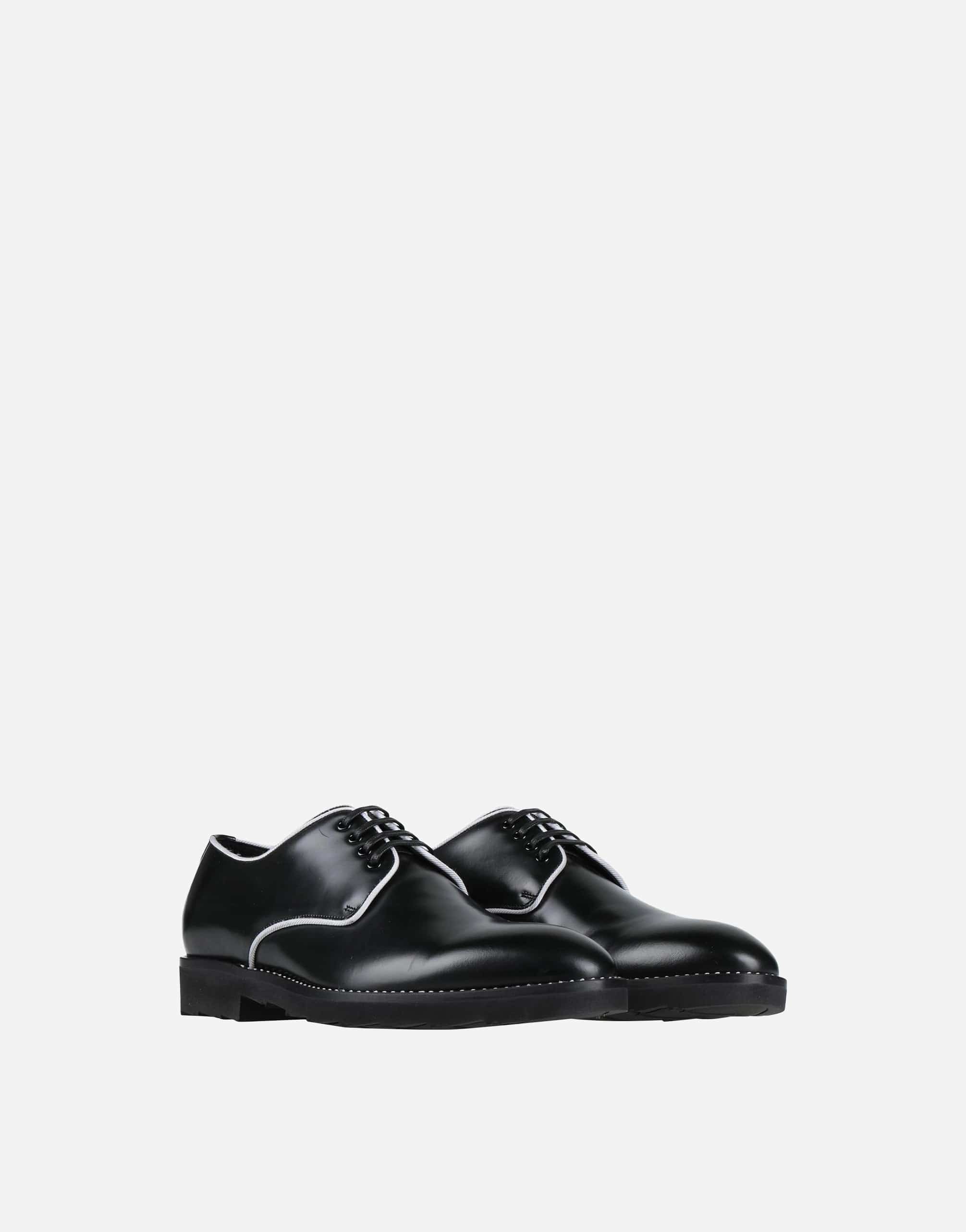Dolce & Gabbana Black White Leather Formal Shoes