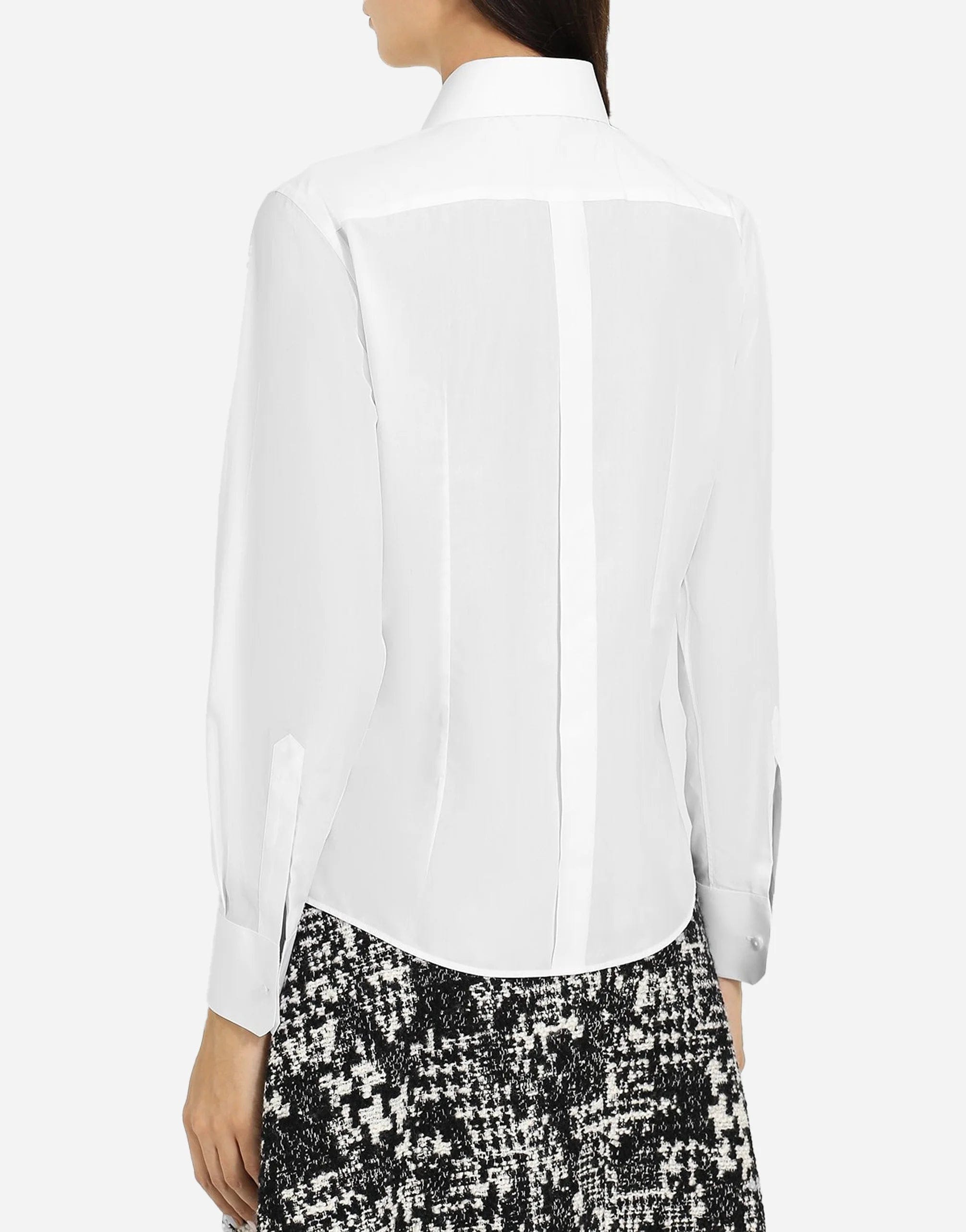Dolce & Gabbana White Cotton Collared Long Sleeves Shirt Top
