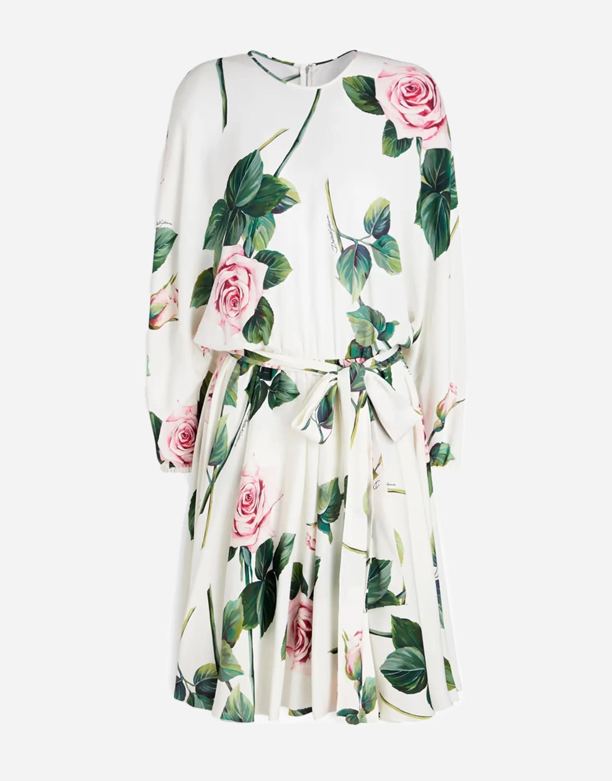 Belted Floral-Print Crepe De Chine Mini Dress
