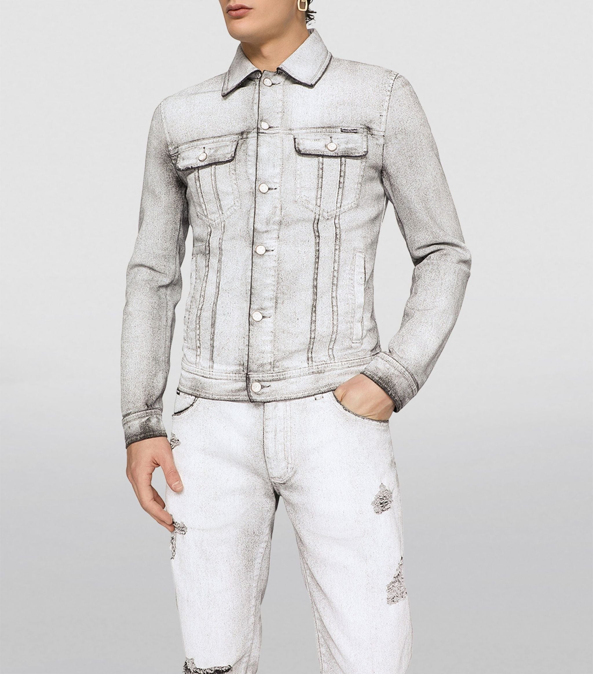 Dolce & Gabbana Graffiti Bleached Denim Jacket