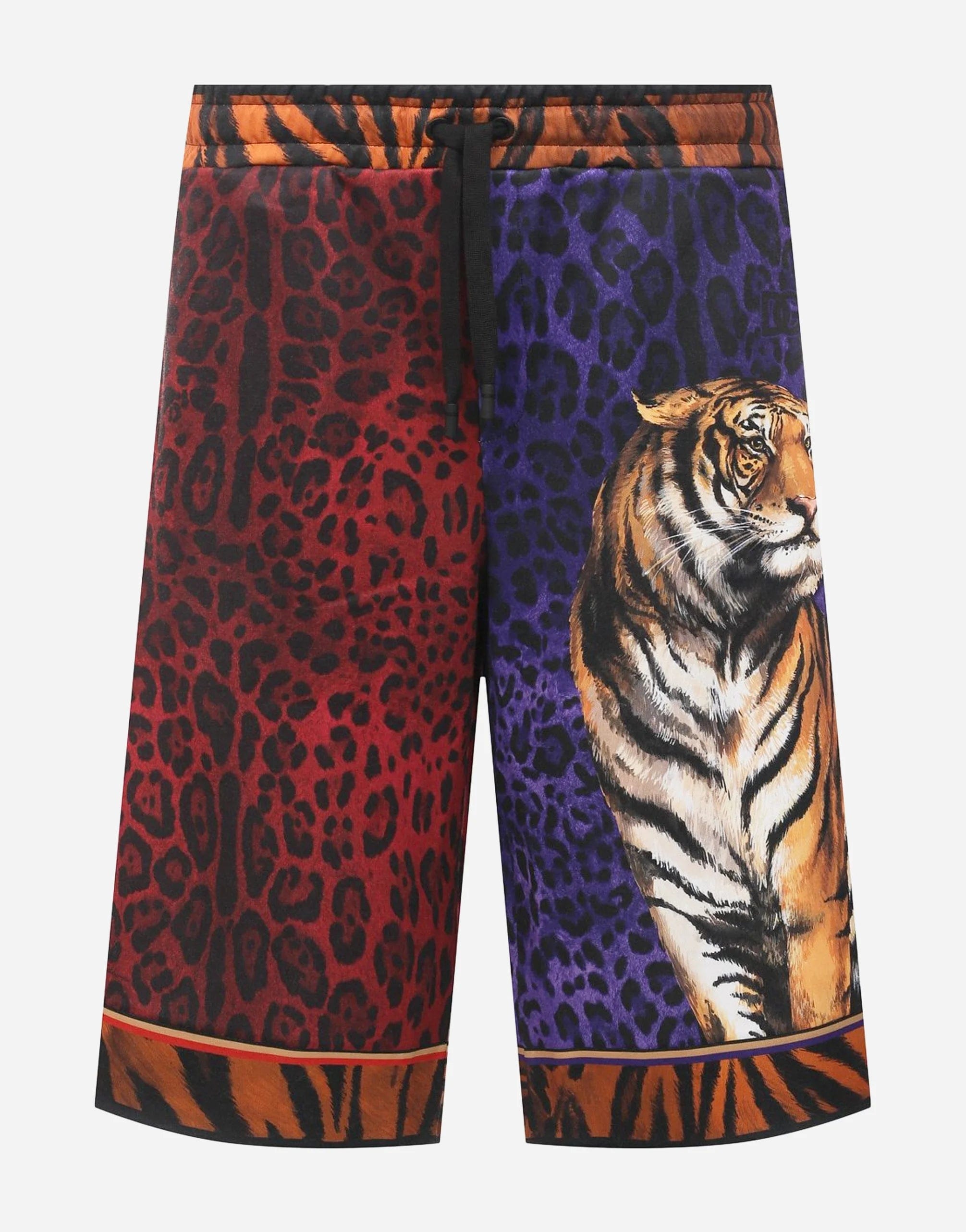 Drawstring Tiger-Print Shorts