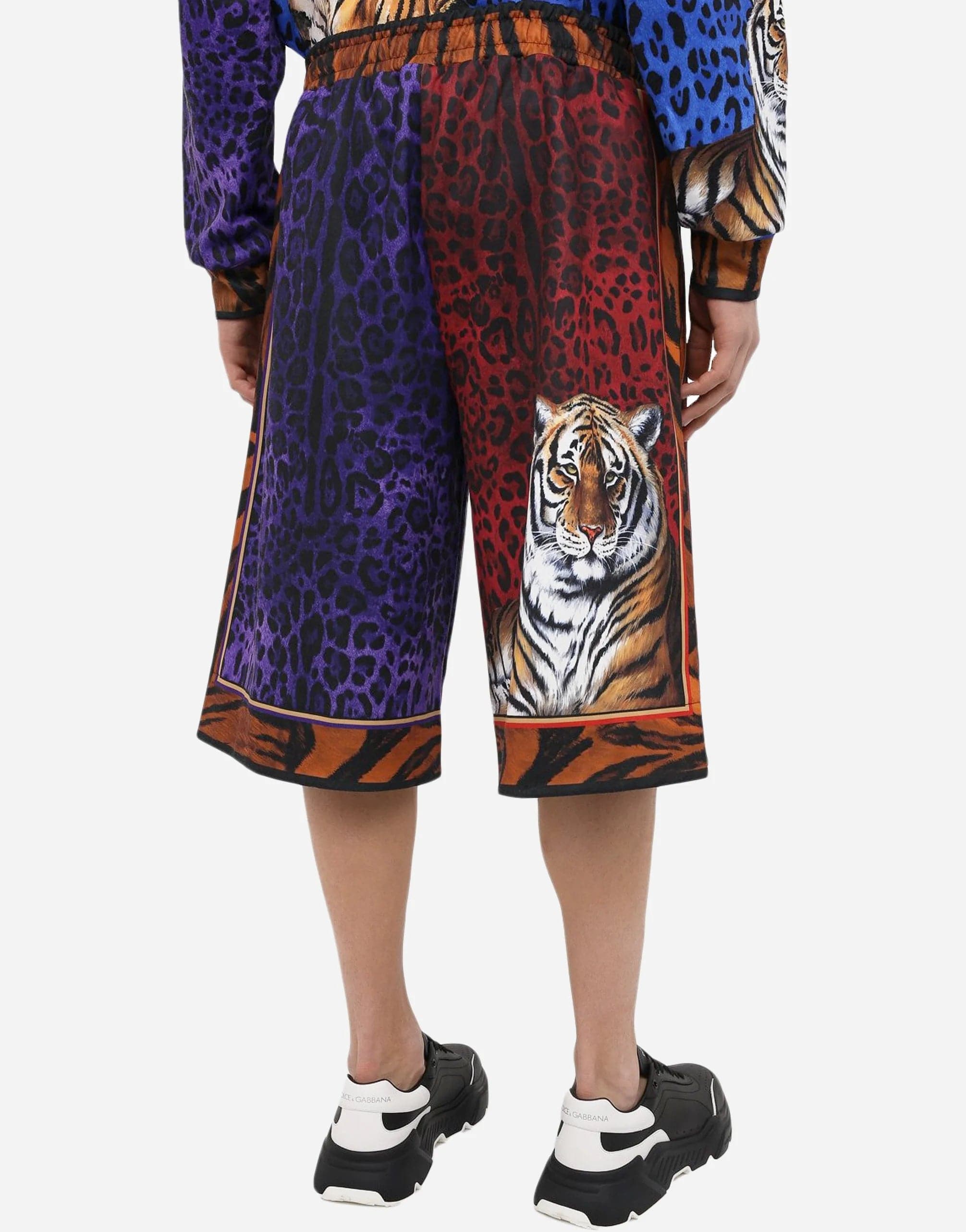 Dolce & Gabbana Drawstring Tiger-Print Shorts
