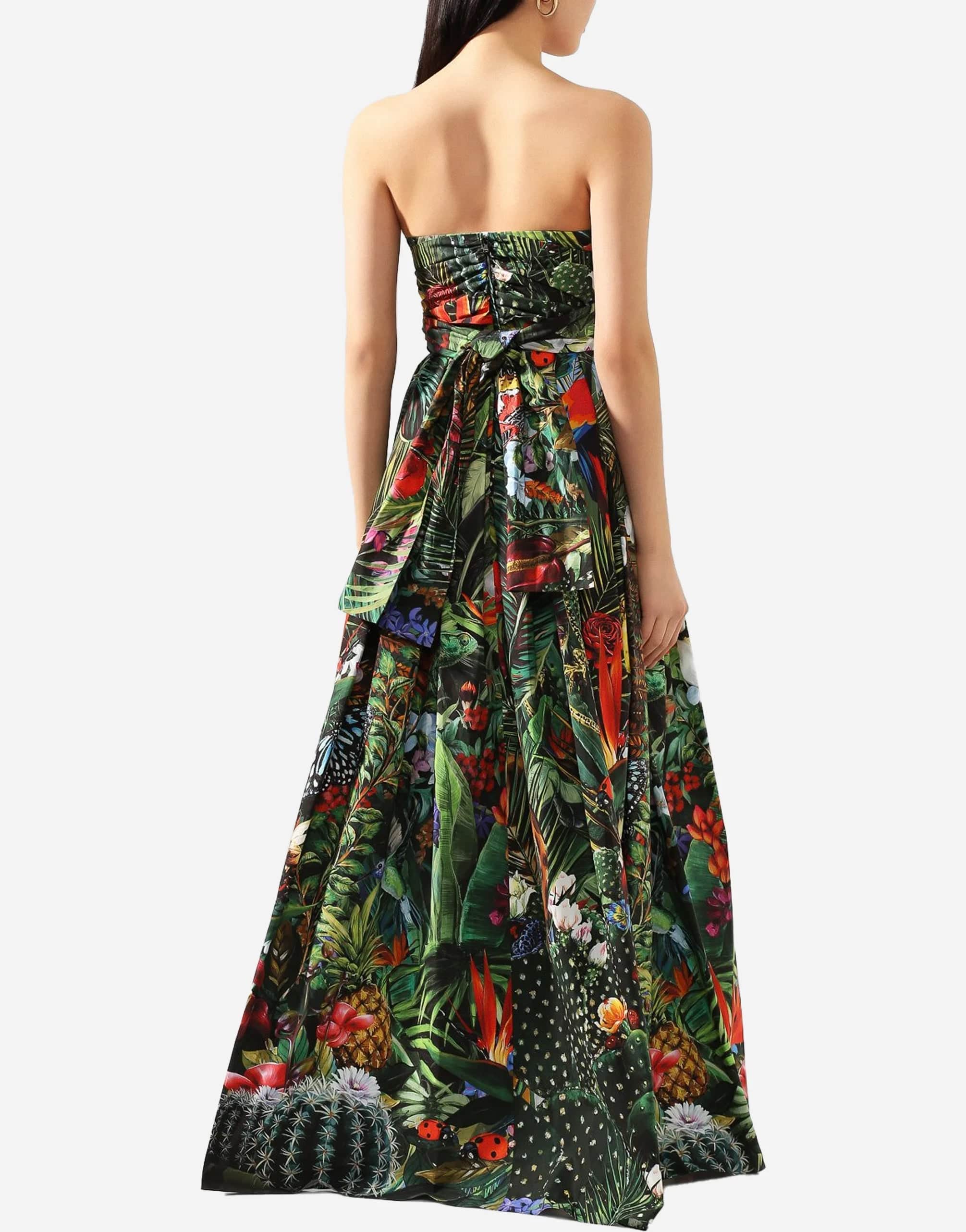 Dolce & Gabbana Jungle Print Strapless Maxi Dress