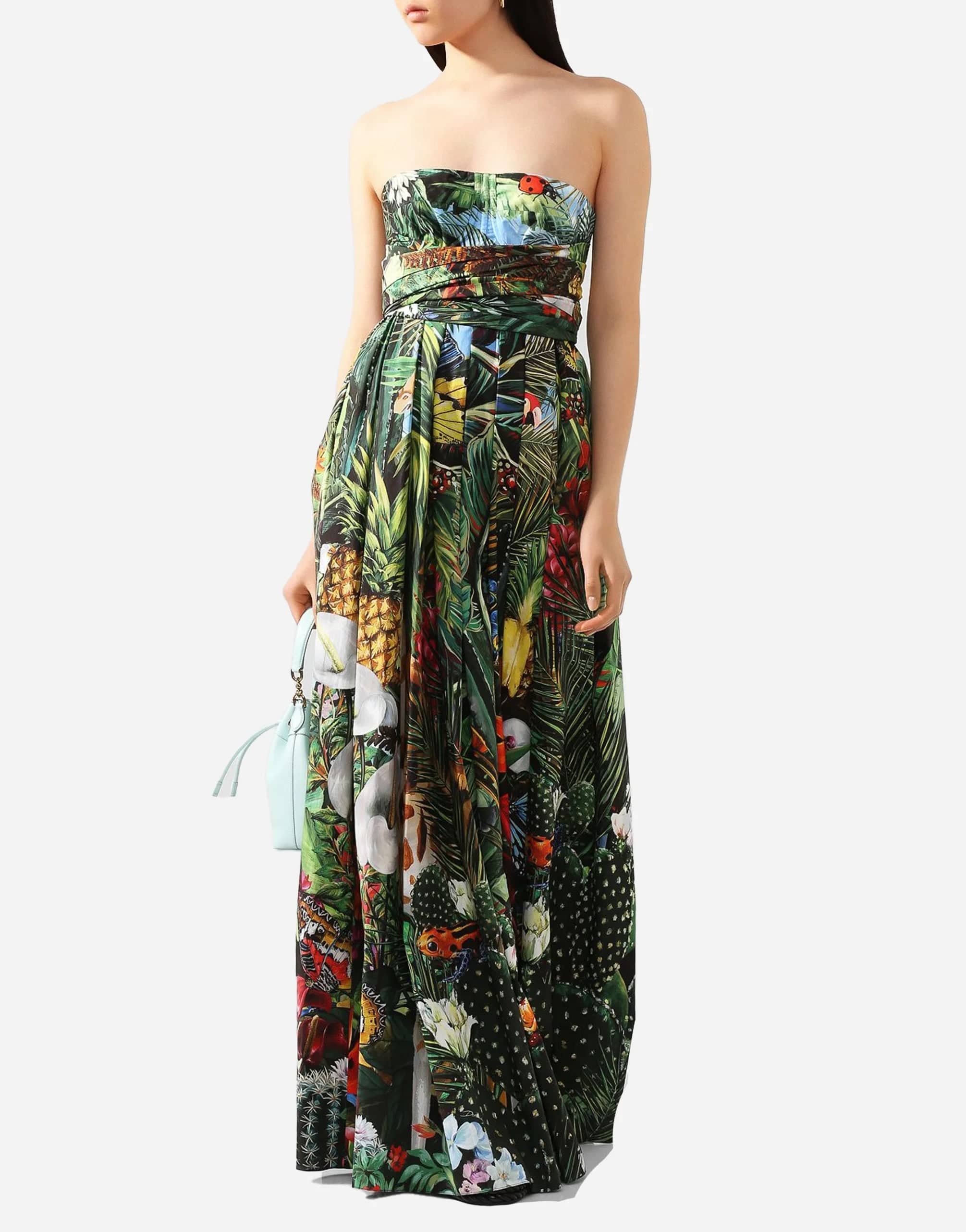 Jungle Print Strapless Maxi Dress