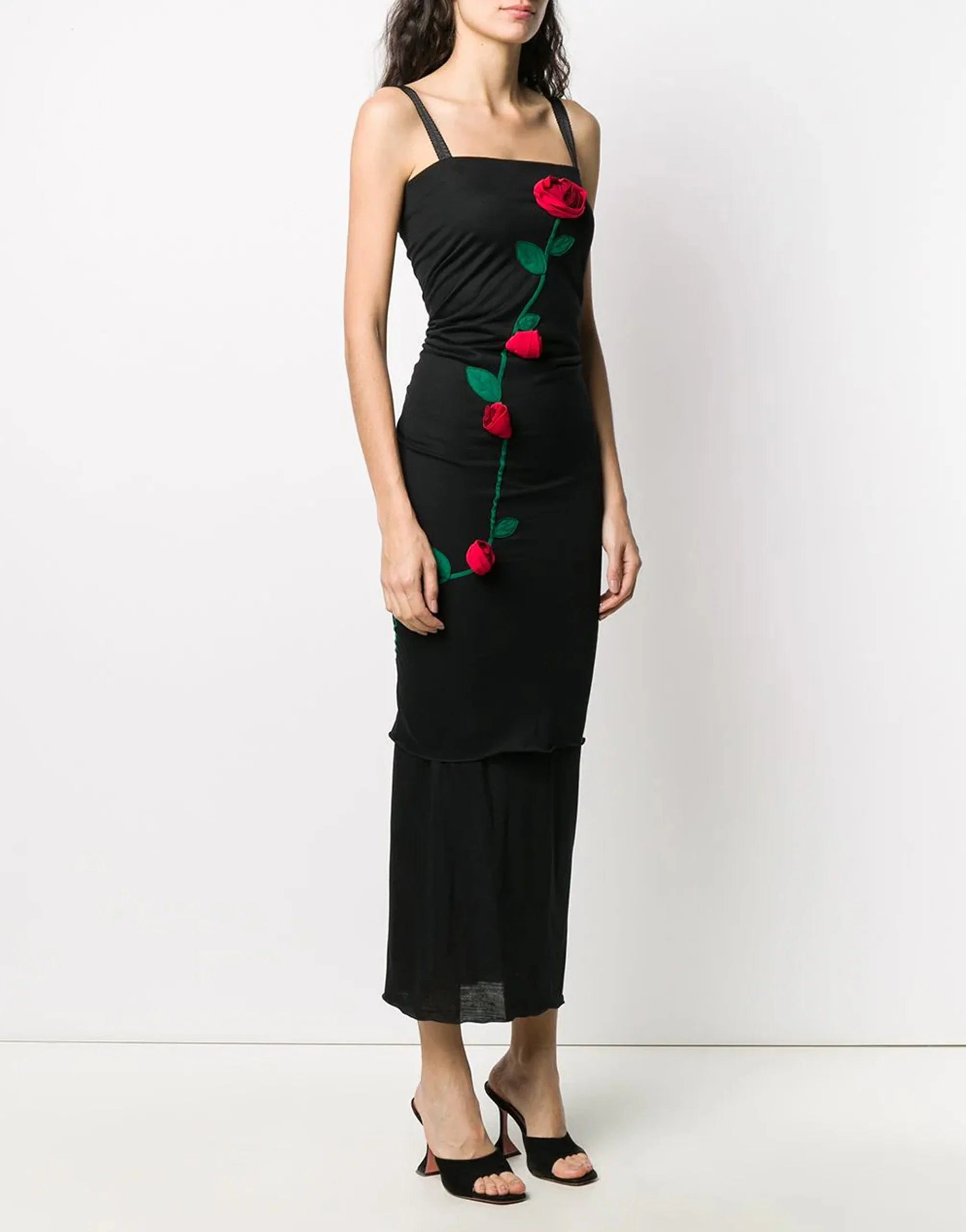 Dolce & Gabbana Rose Applique Fitted Dress