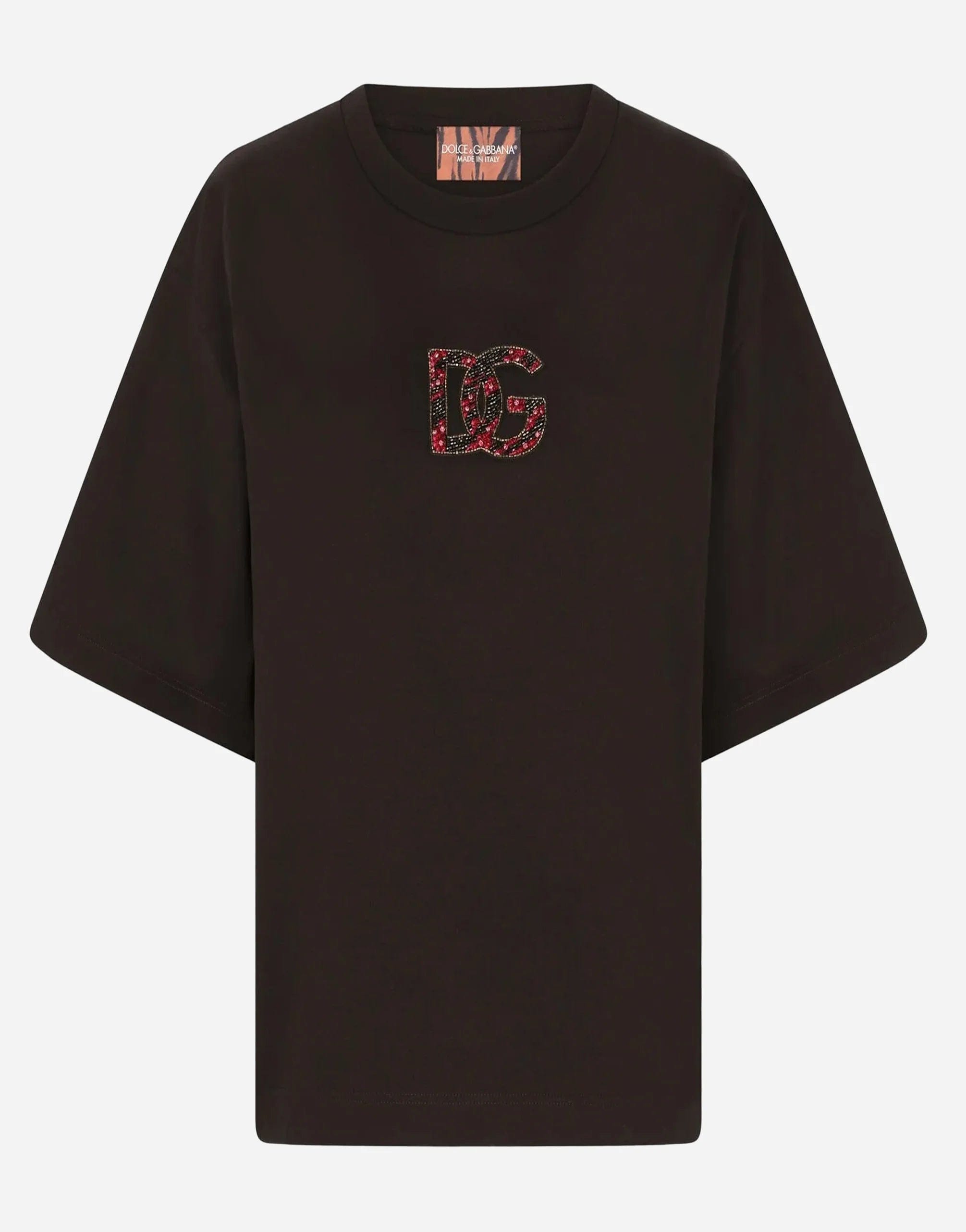 Camiseta de bordado de logotipo de Interlock Dolce & Gabbana