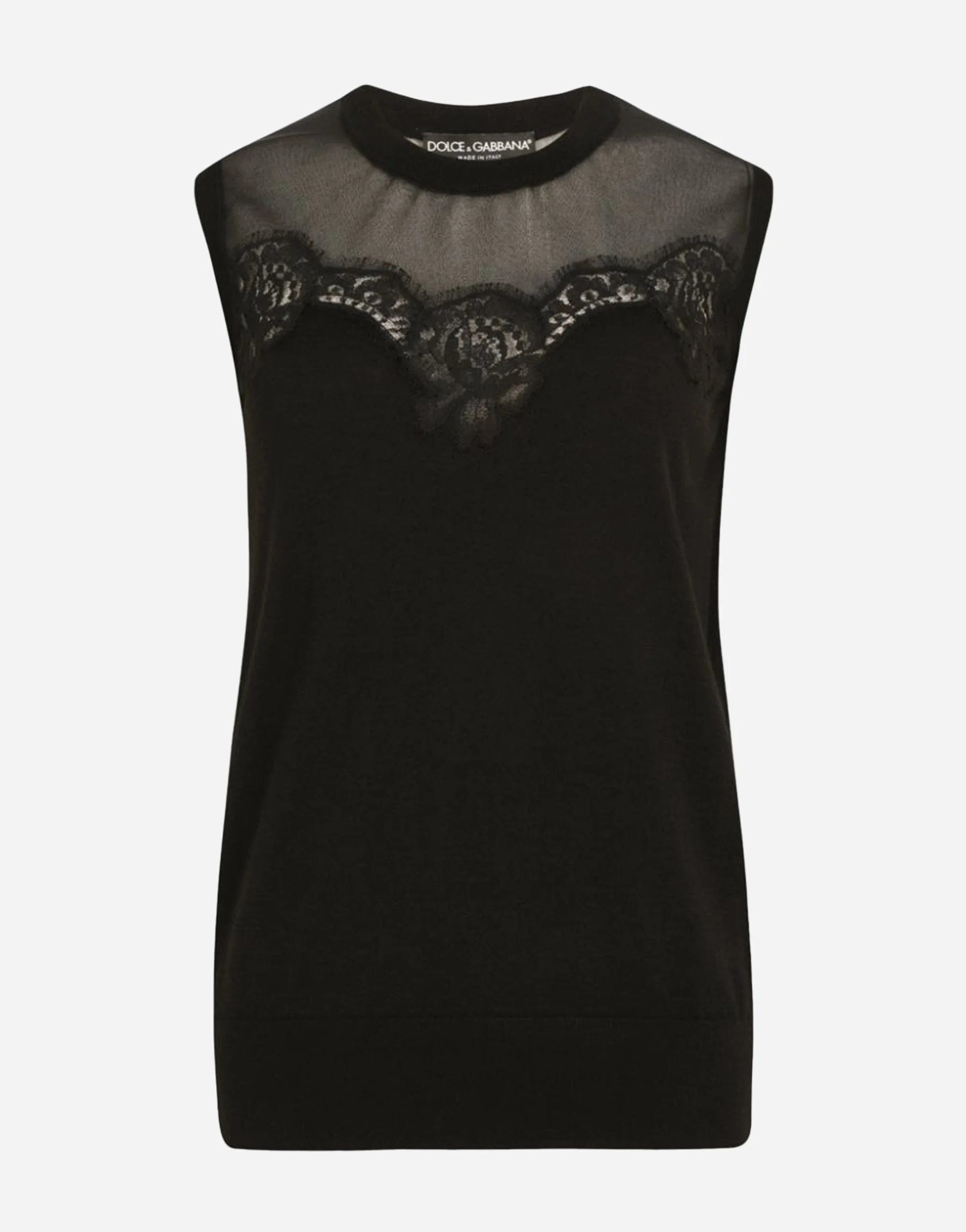 Lace-Embroidered Sleeveless Top