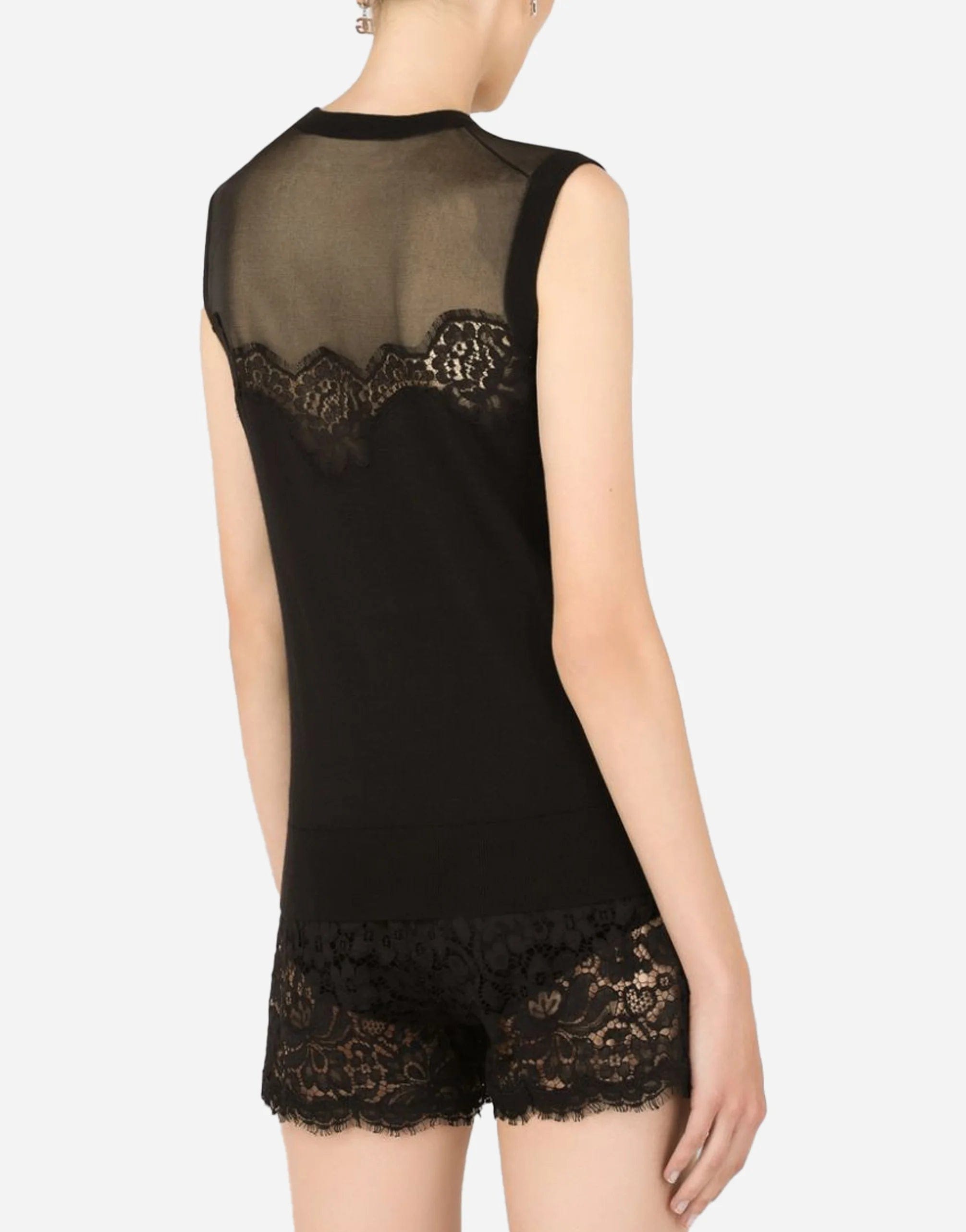 Lace-Embroidered Sleeveless Top