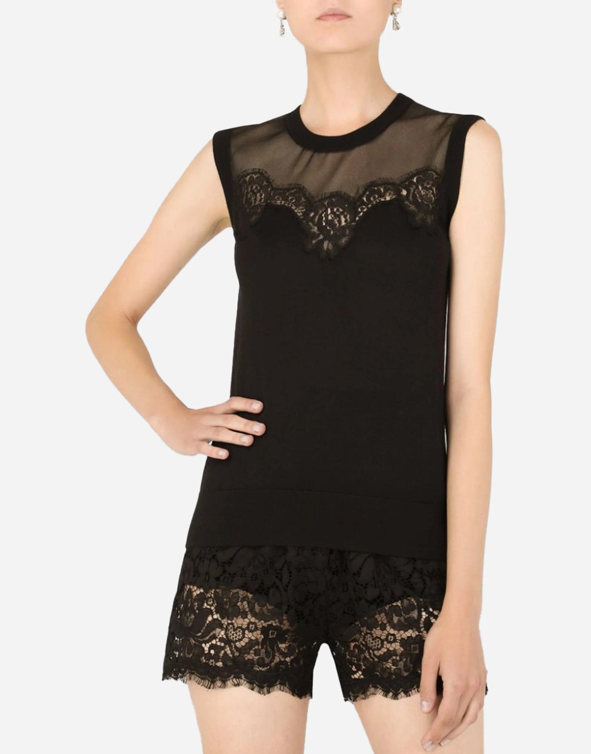 Dolce & Gabbana Lace-Embroidered Sleeveless Top