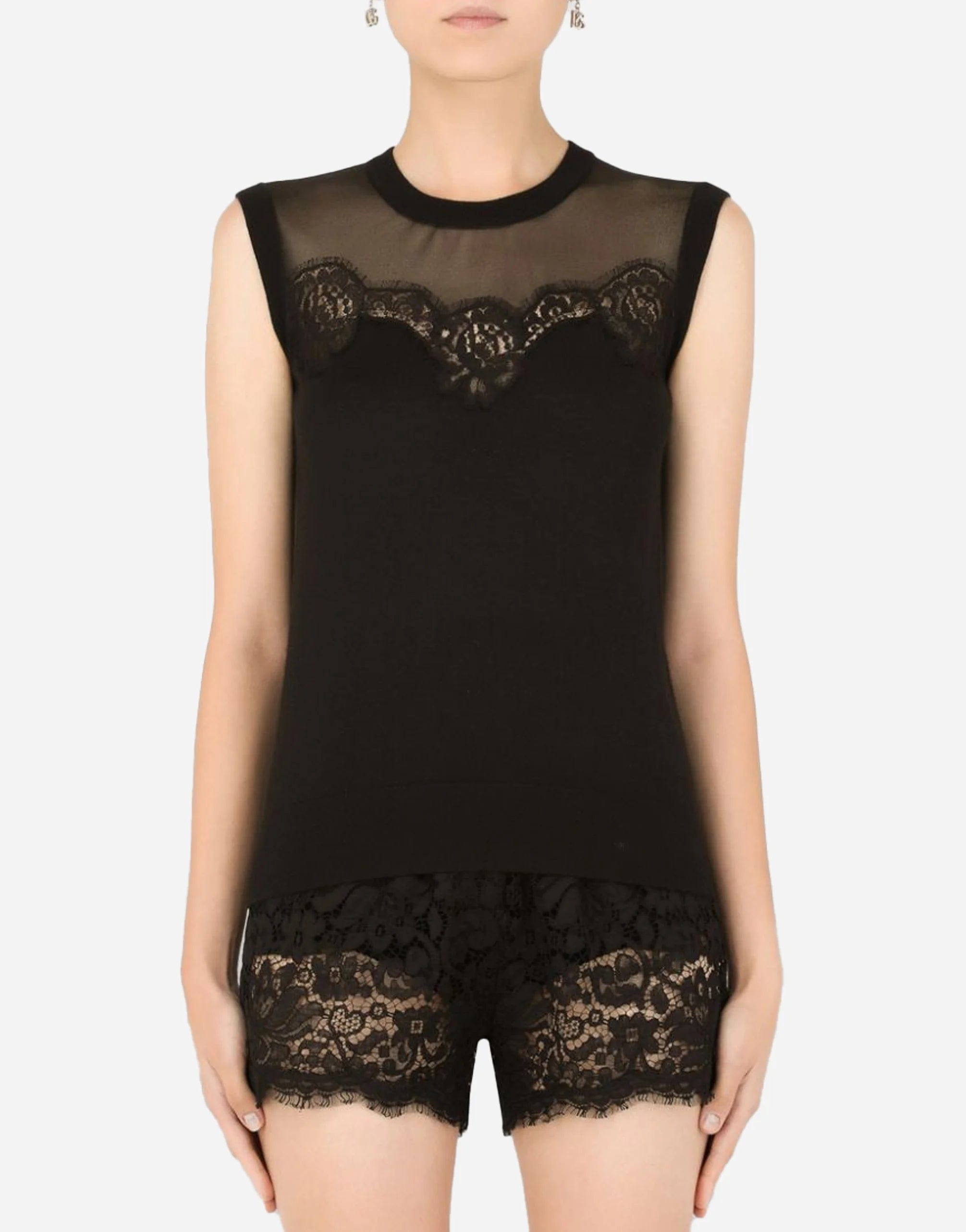 Dolce & Gabbana Lace-Embroidered Sleeveless Top