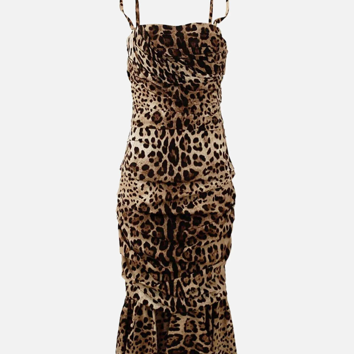 dolce gabbana green leopard dress Dolce & Gabbana Green Leopard Print Silk Knee Length Dress