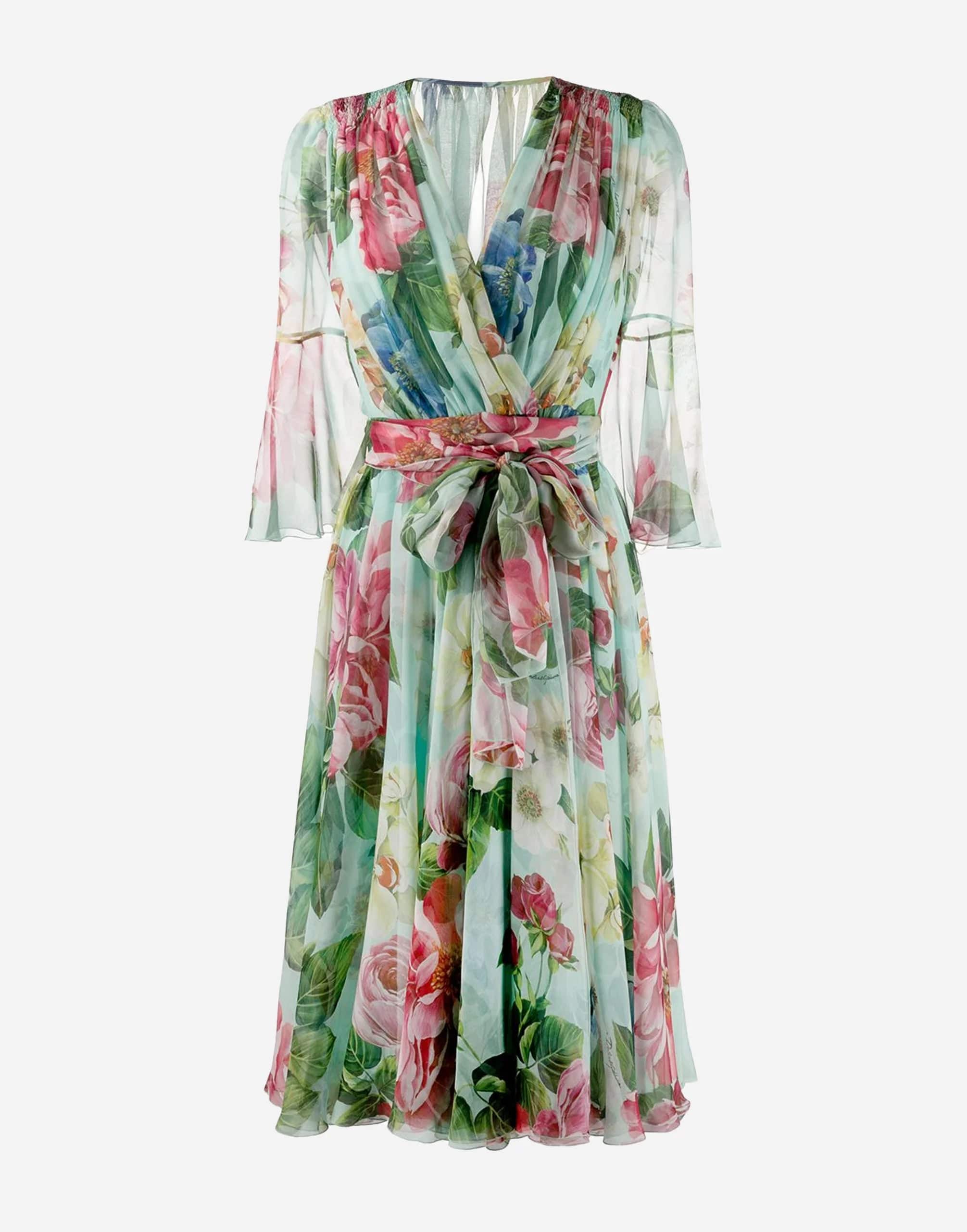 Flared Floral Print Midi Dress