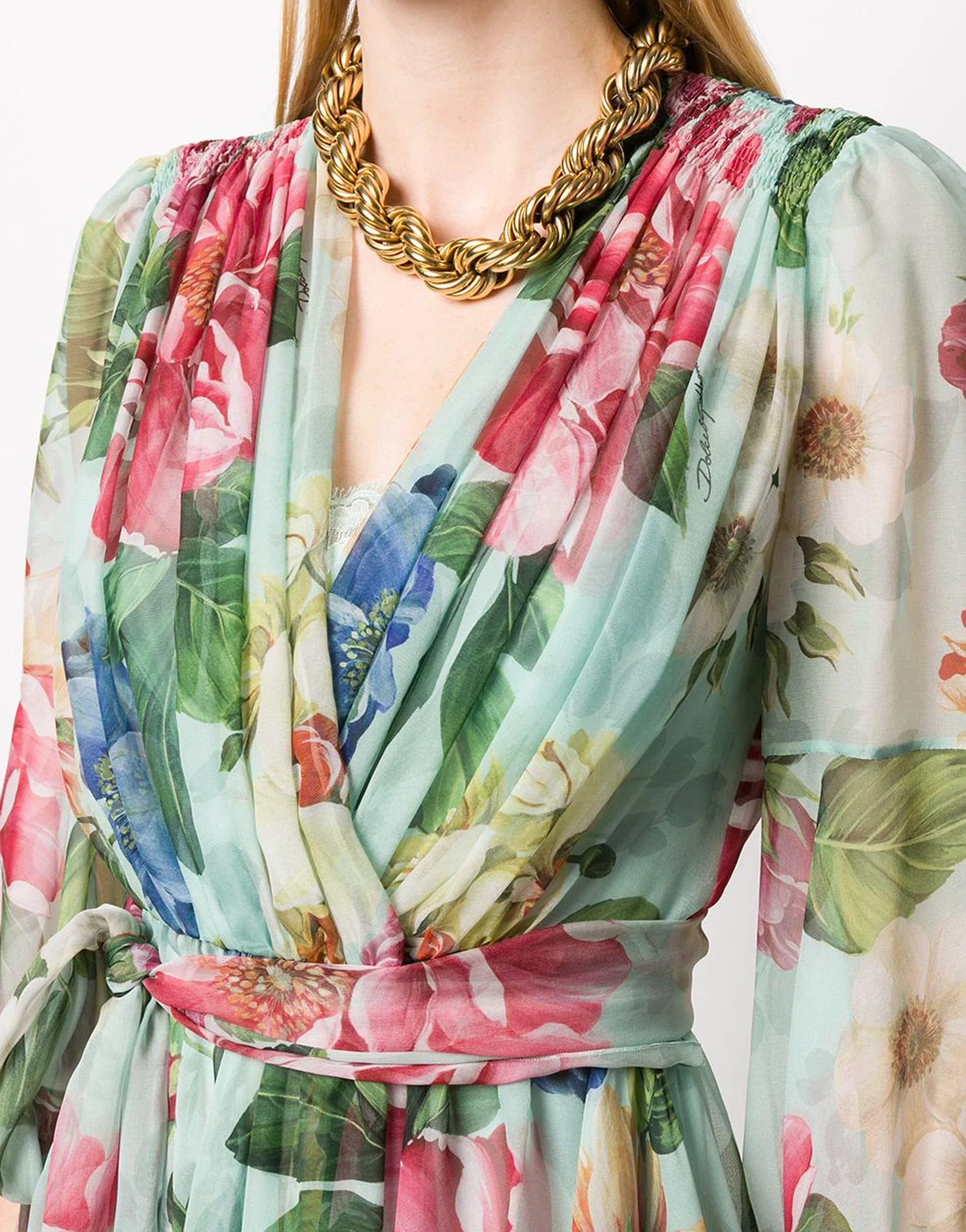 Dolce & Gabbana Floral Print Flared Midi Dress