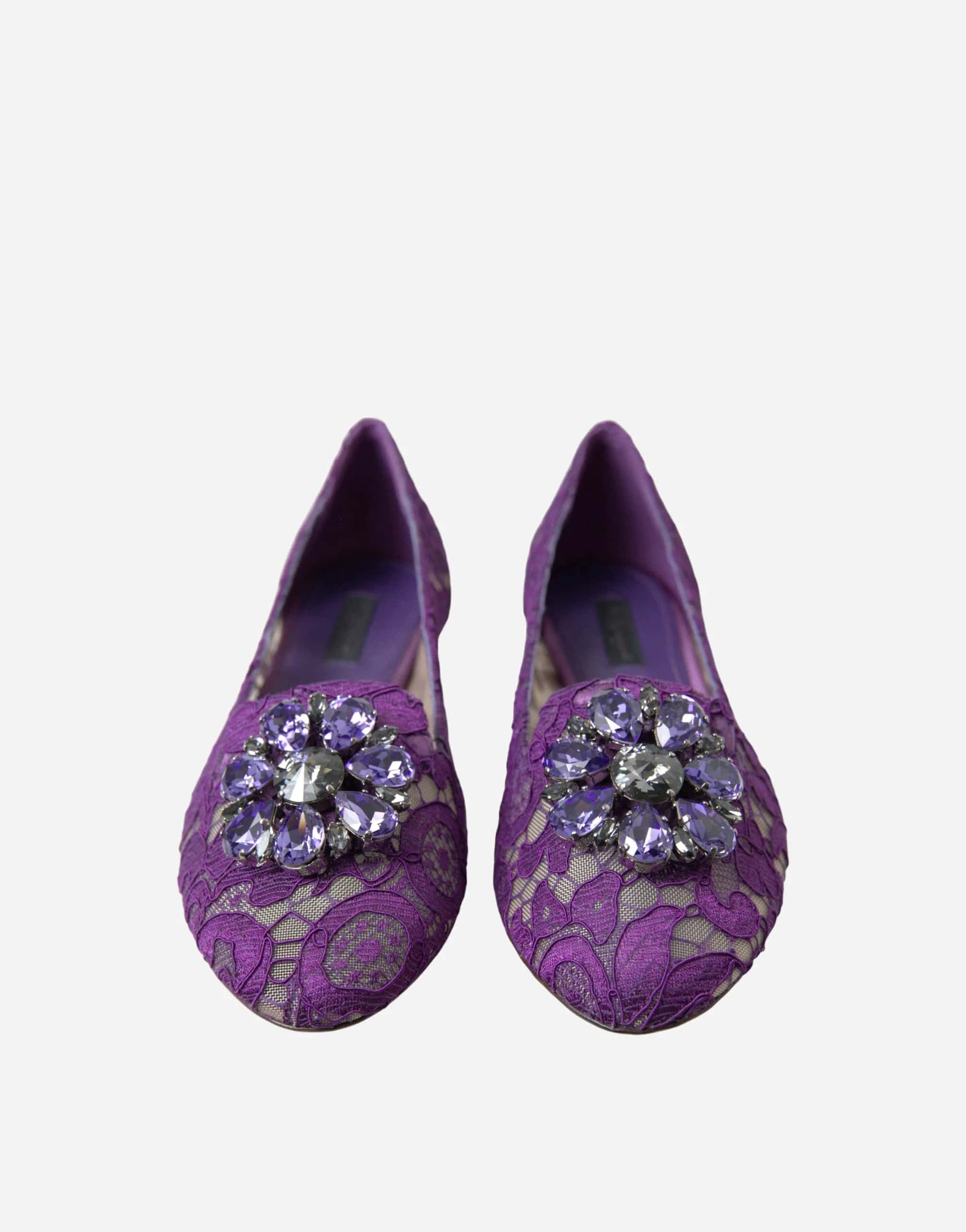 Dolce & Gabbana Vally Taormina Lace Crystal Flats