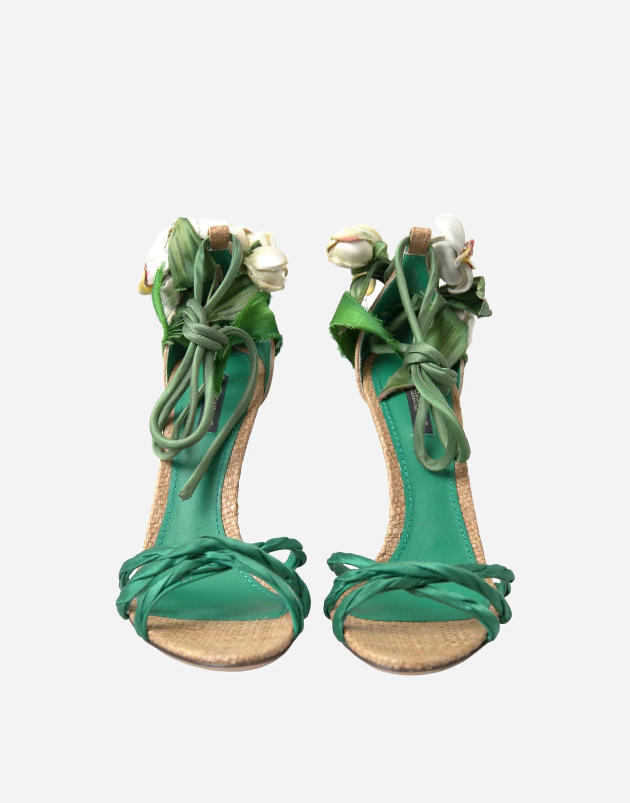 Dolce & Gabbana Flower Decor Satin Sandals