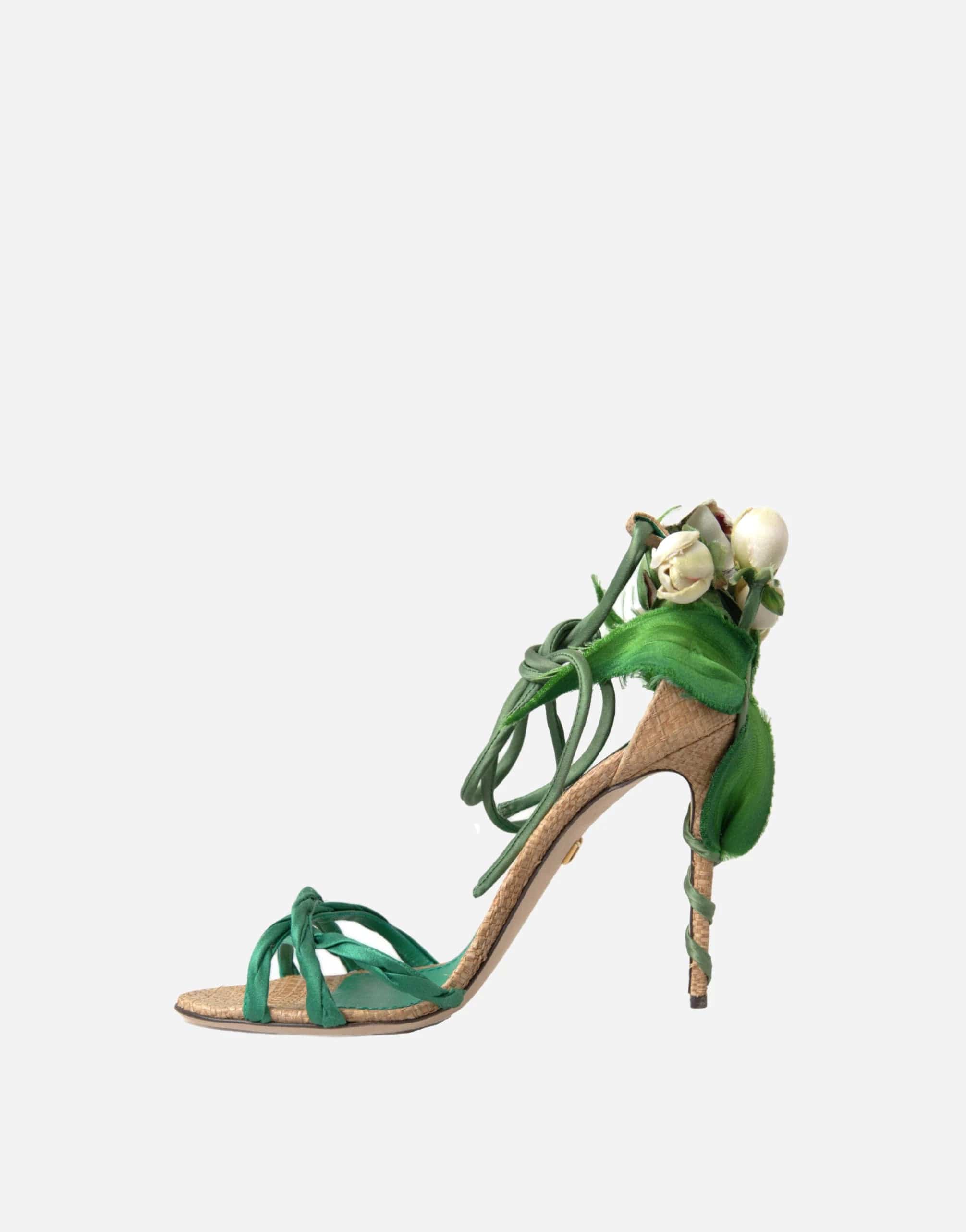 Dolce & Gabbana Flower Decor Satin Sandals